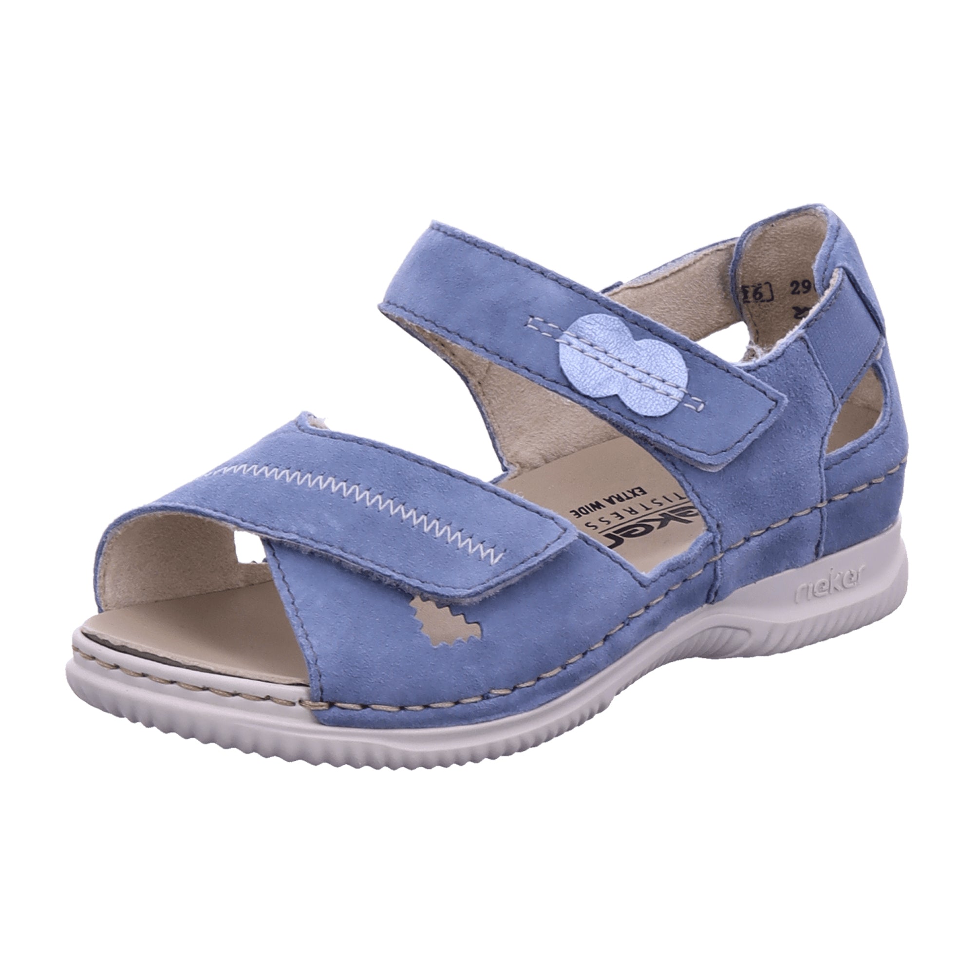 Rieker V7474-10 Blue Women's Shoes with Flat Heel and Wide Fit