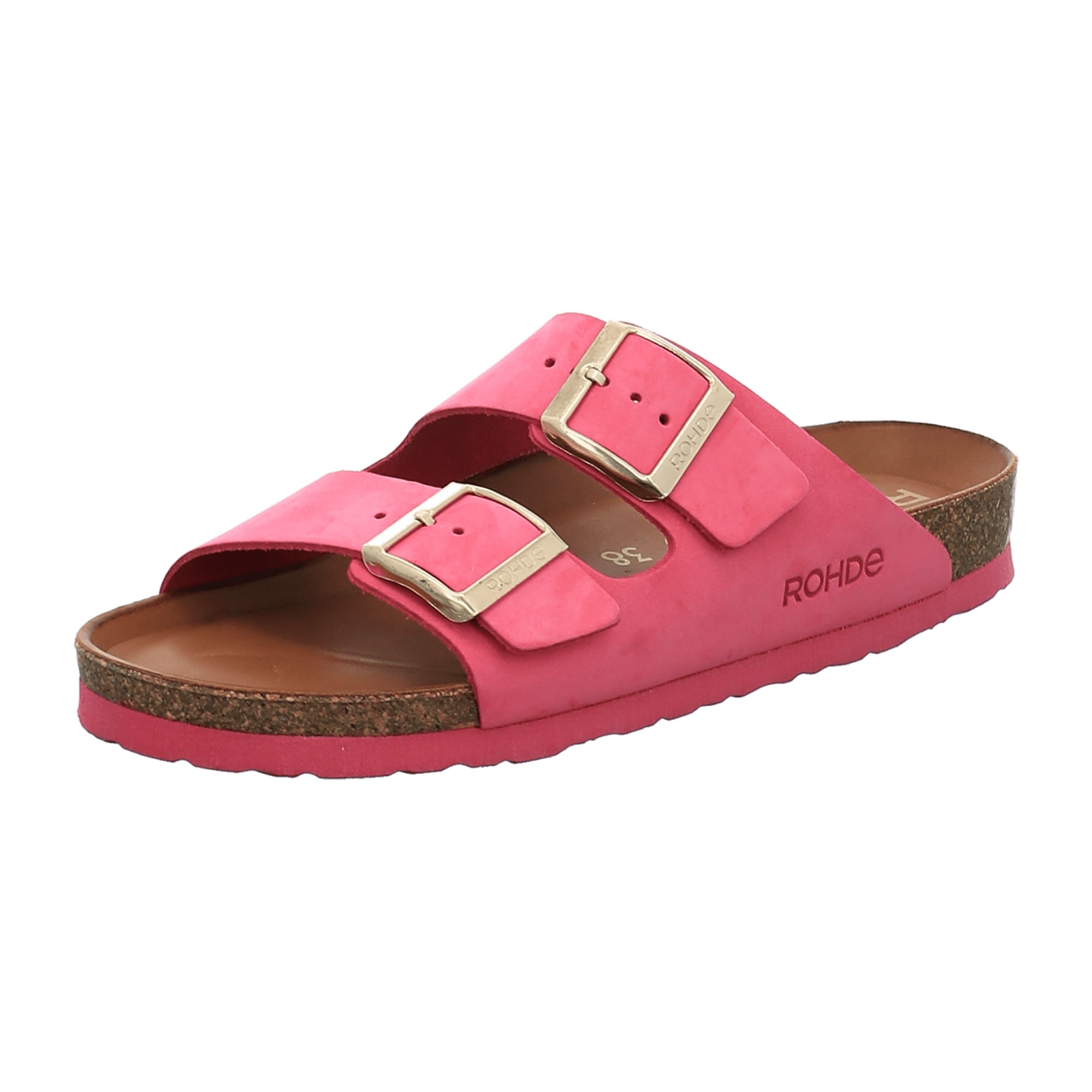 Rohde Alba Women's Pink Nubuck Leather Sandals with Adjustable Strap