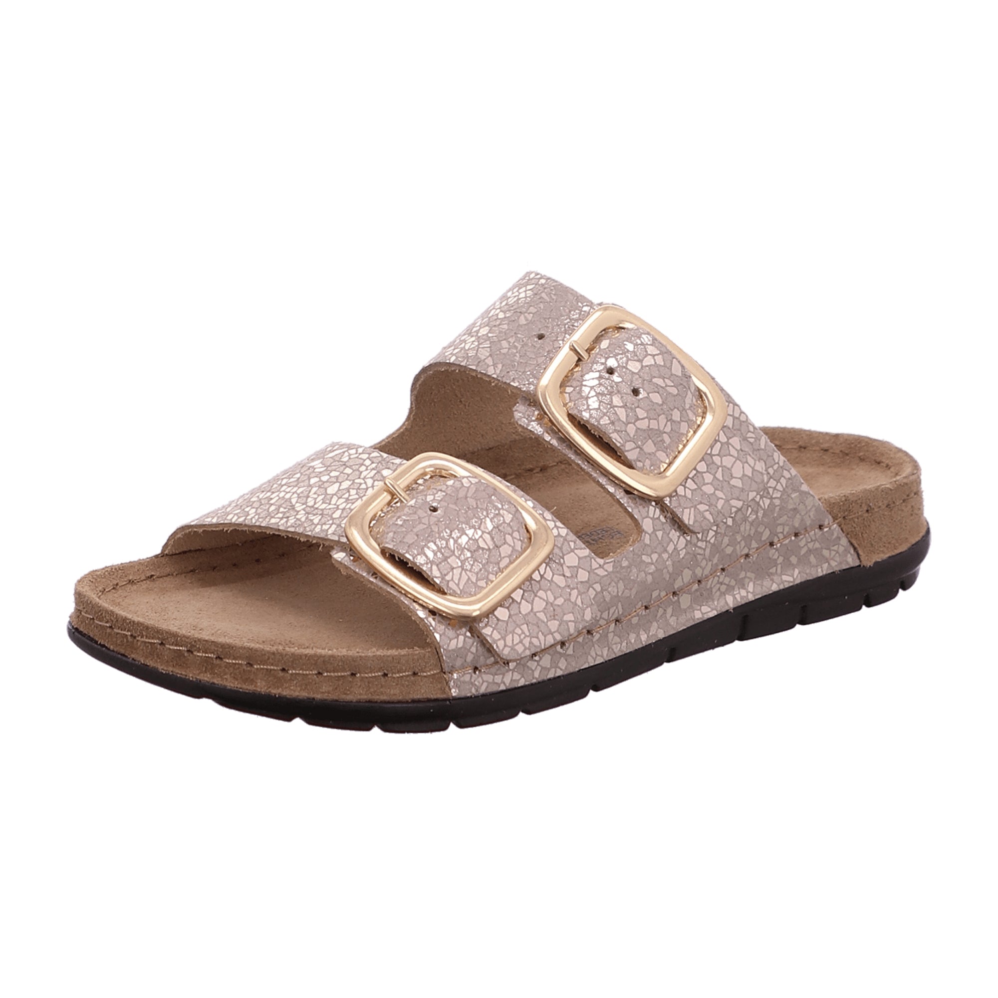 Rohde Comfortable Women's Gold Leather Sandals Flat Sole Normal Width