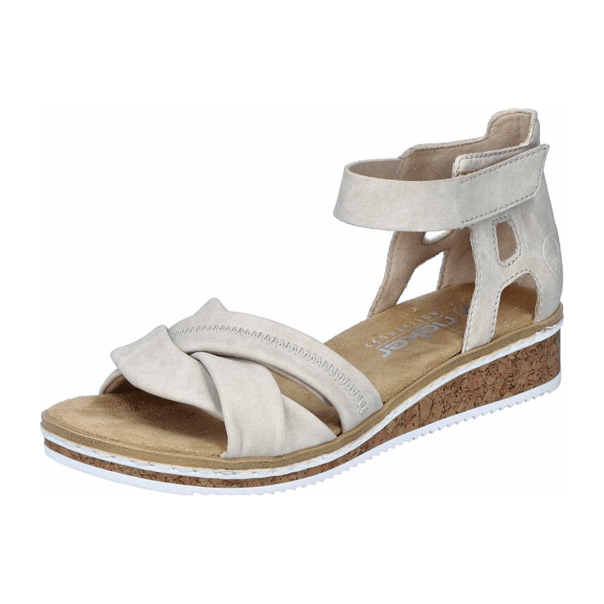 Rieker V3673 Women's Beige Flat Shoes Synthetic Leather Textile Lining