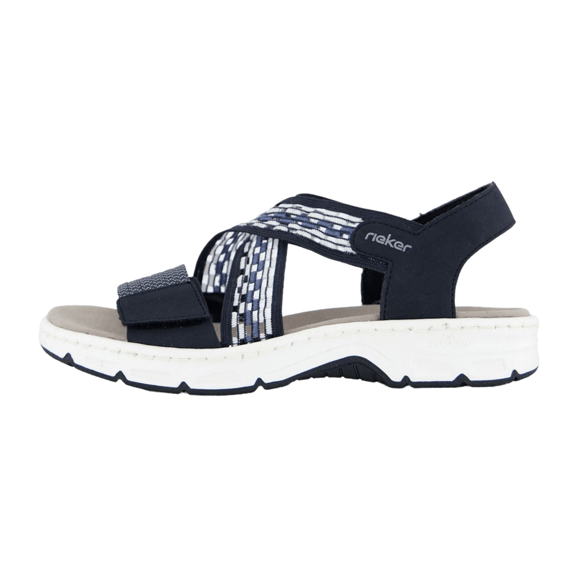Rieker FSK Women's Blue Sandals Flat Heel Synthetic Leather Textile Lining