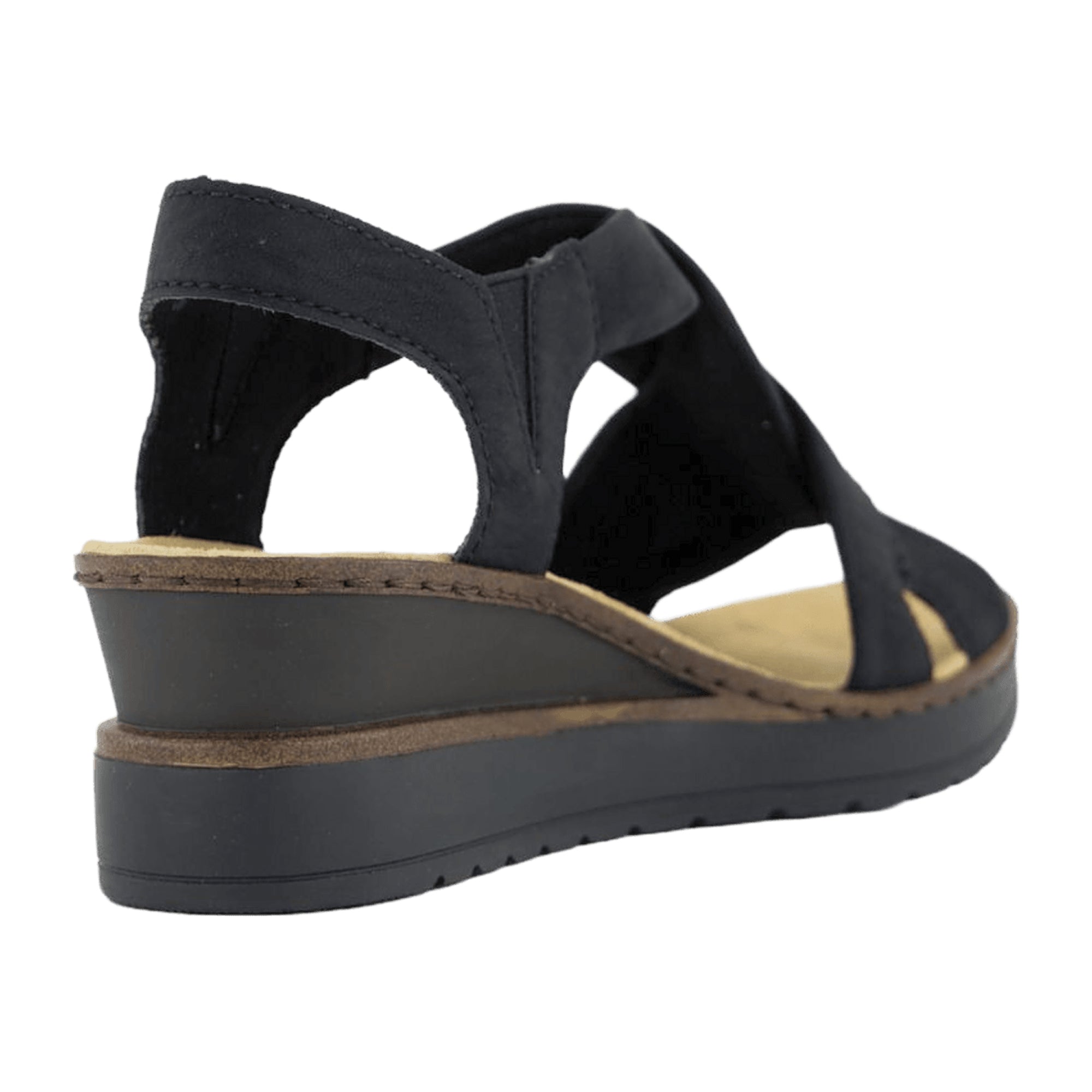 Rieker V3850-00 Black Women's Shoes with 5 cm Wedge Heel Faux Leather