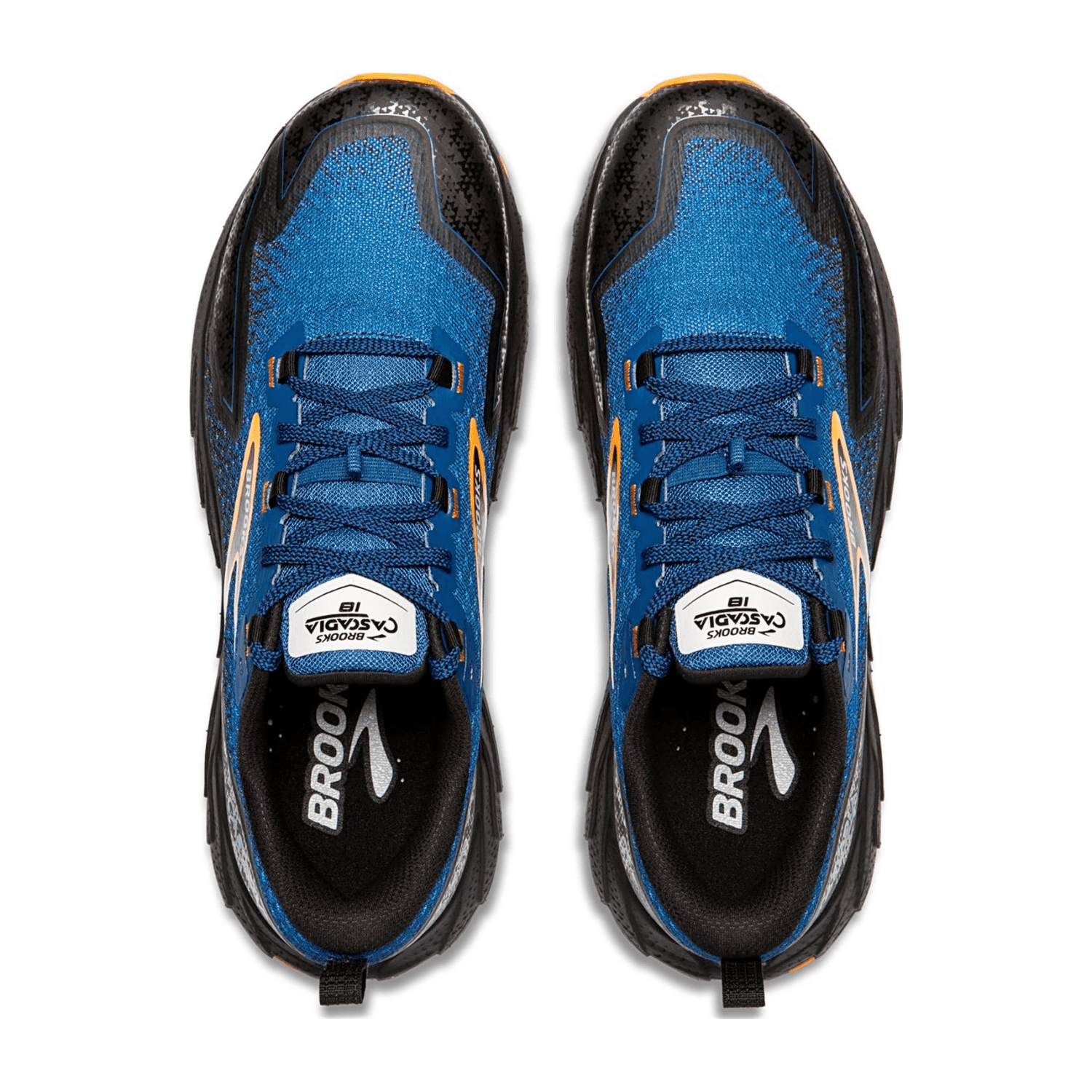 Brooks Cascadia 18 Men's Trail Running Shoes, Blue Sapphire/Black/Orange, Synthetic Textile Upper, Rubber Outsole