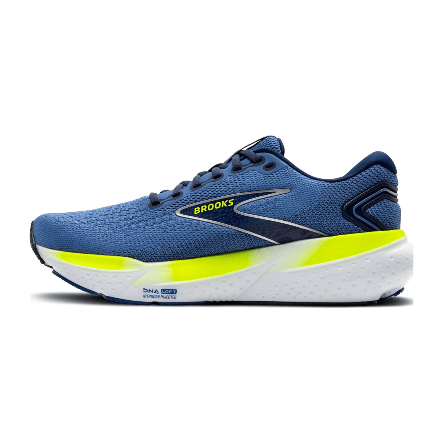 Brooks Glycerin 21 Men's Running Shoes in Peacoat Blue & Lemon Yellow, Textile Upper, Rubber Sole