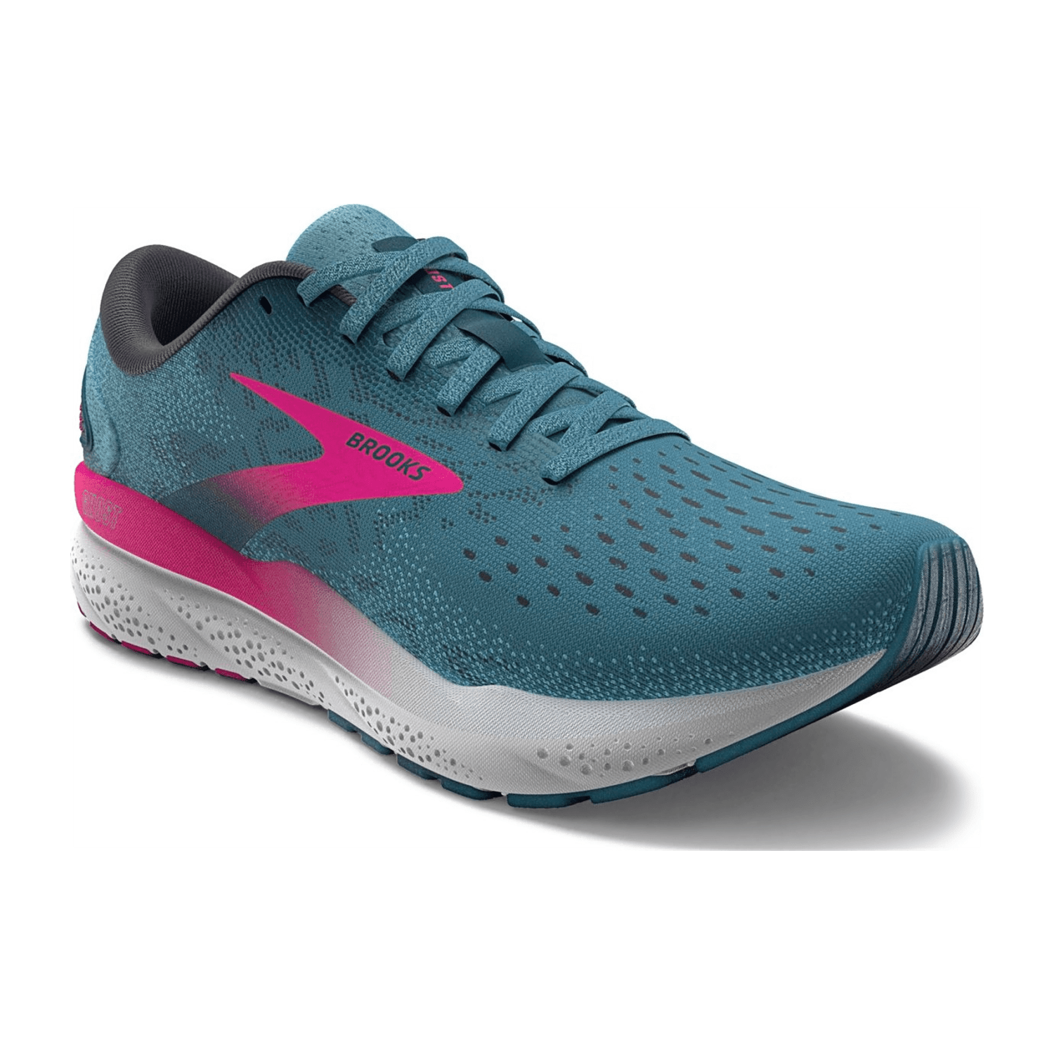Brooks Ghost 16 Women's Running Shoes in Blue Pink Moroccan Blue - Textile Upper