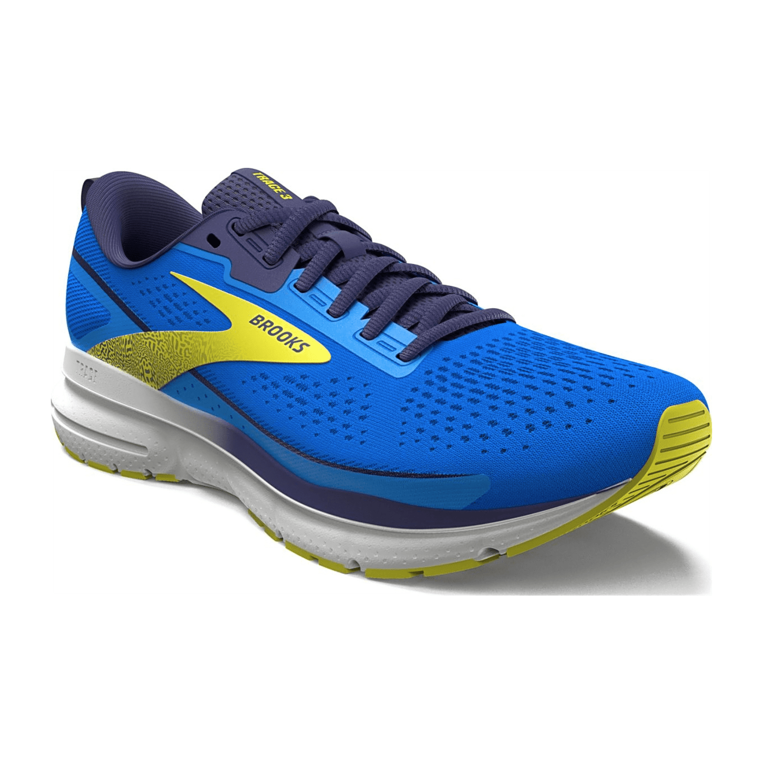 Brooks Trace 3 Men's Sneaker Lace-Up Shoes in Electric Blue, Navy, Lemon Yellow, Cotton