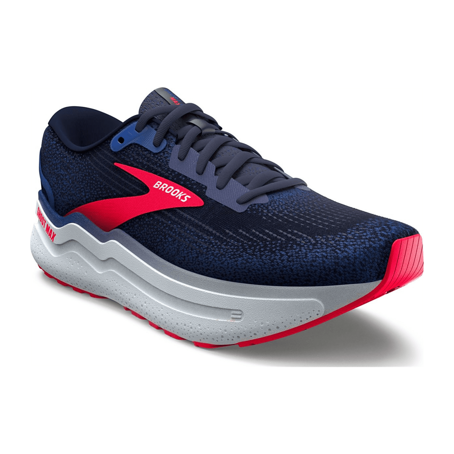 Brooks Ghost Max 2 Women's Running Shoes in Peacoat, True Blue, and Diva Pink