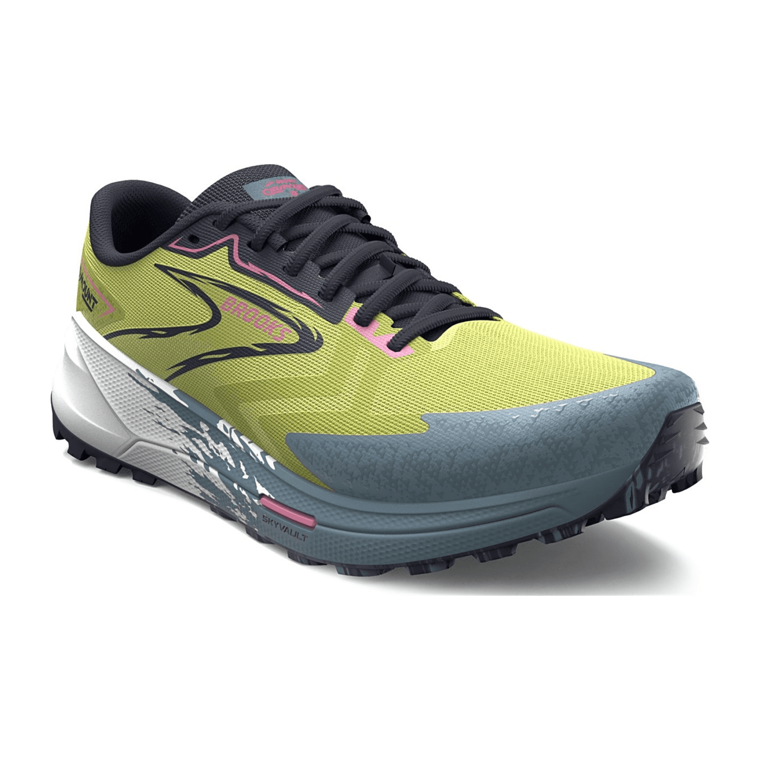 Brooks Catamount 3 Women's Trail Running Shoes in Sunny Lime Peacoat Citadel, Cotton Upper with Rubber Outsole