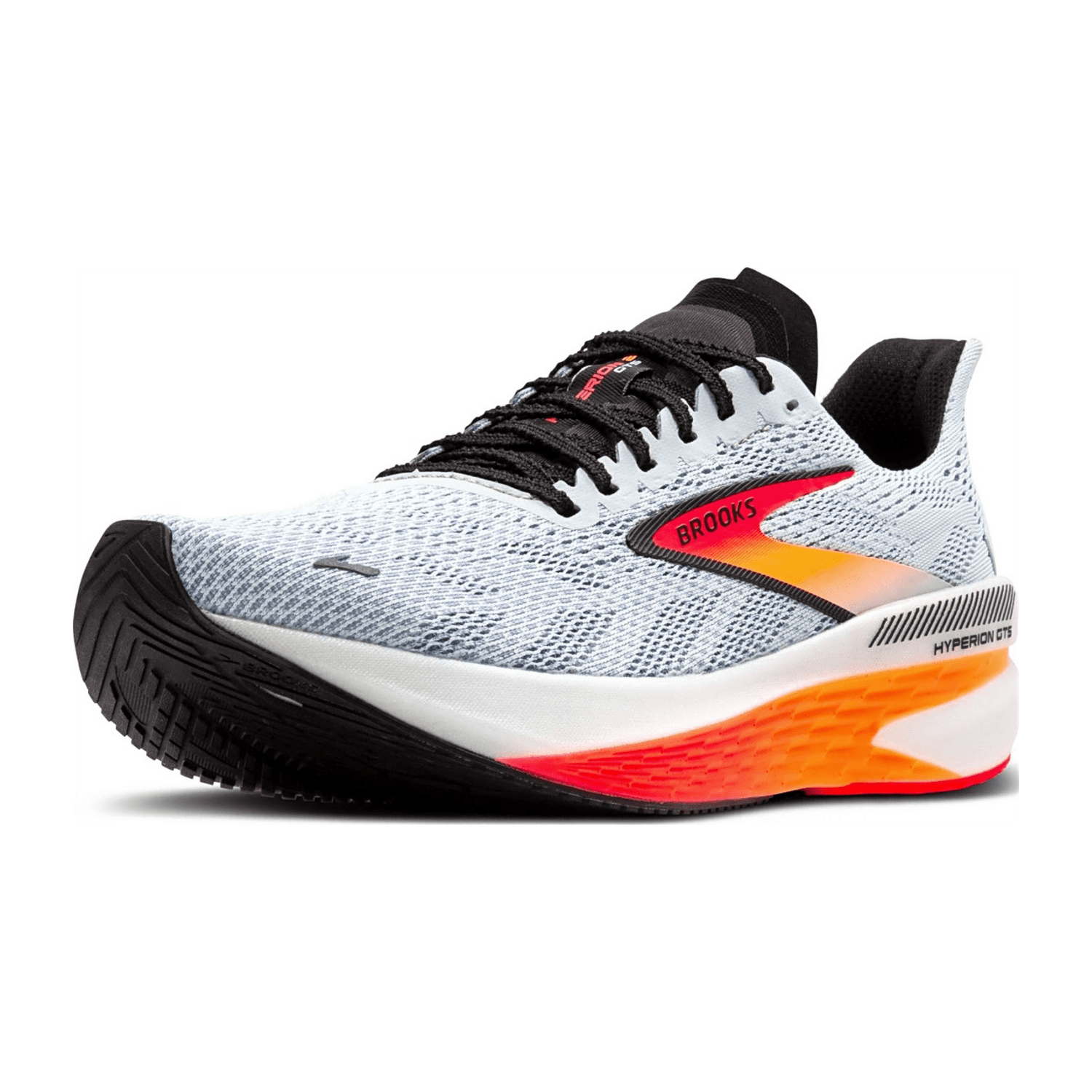 Brooks Men's Hyperion GTS 2 Running Shoes Illusion Coral Black Lace-Up with Rubber Sole