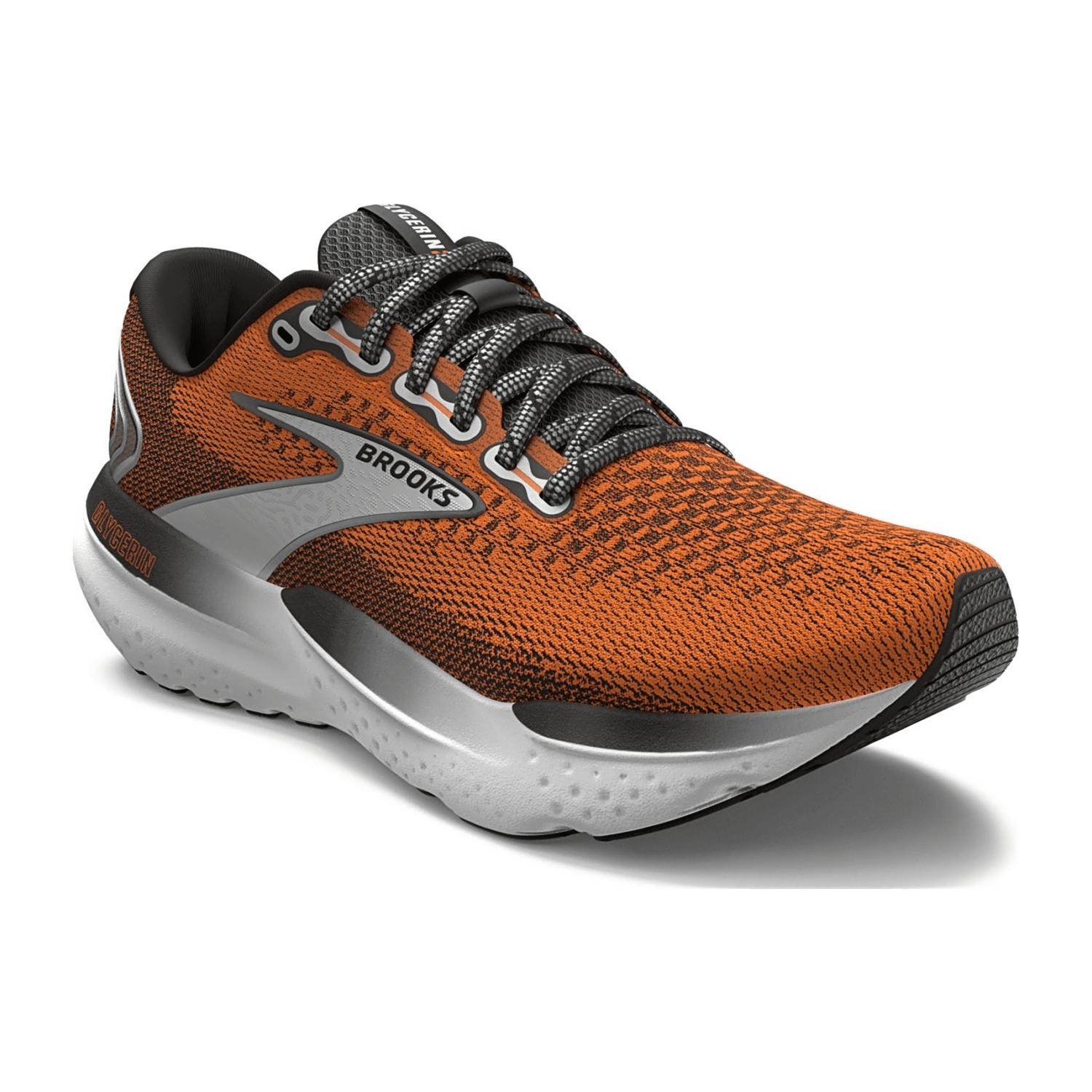 Brooks Women's Glycerin 21 Running Shoes in Orange, Black & White - Textile Upper with Lace-Up Closure and Rubber Outsole