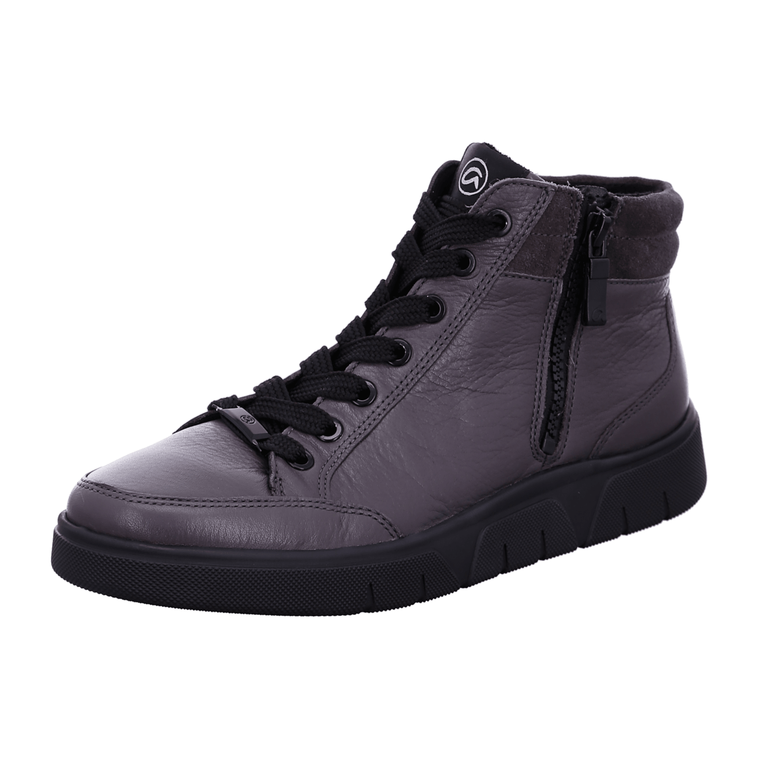 Ara Rom-Sport Mid-Cut Sneakers for Women in Grey Smooth Leather with Lace-Up Closure and Round Toe