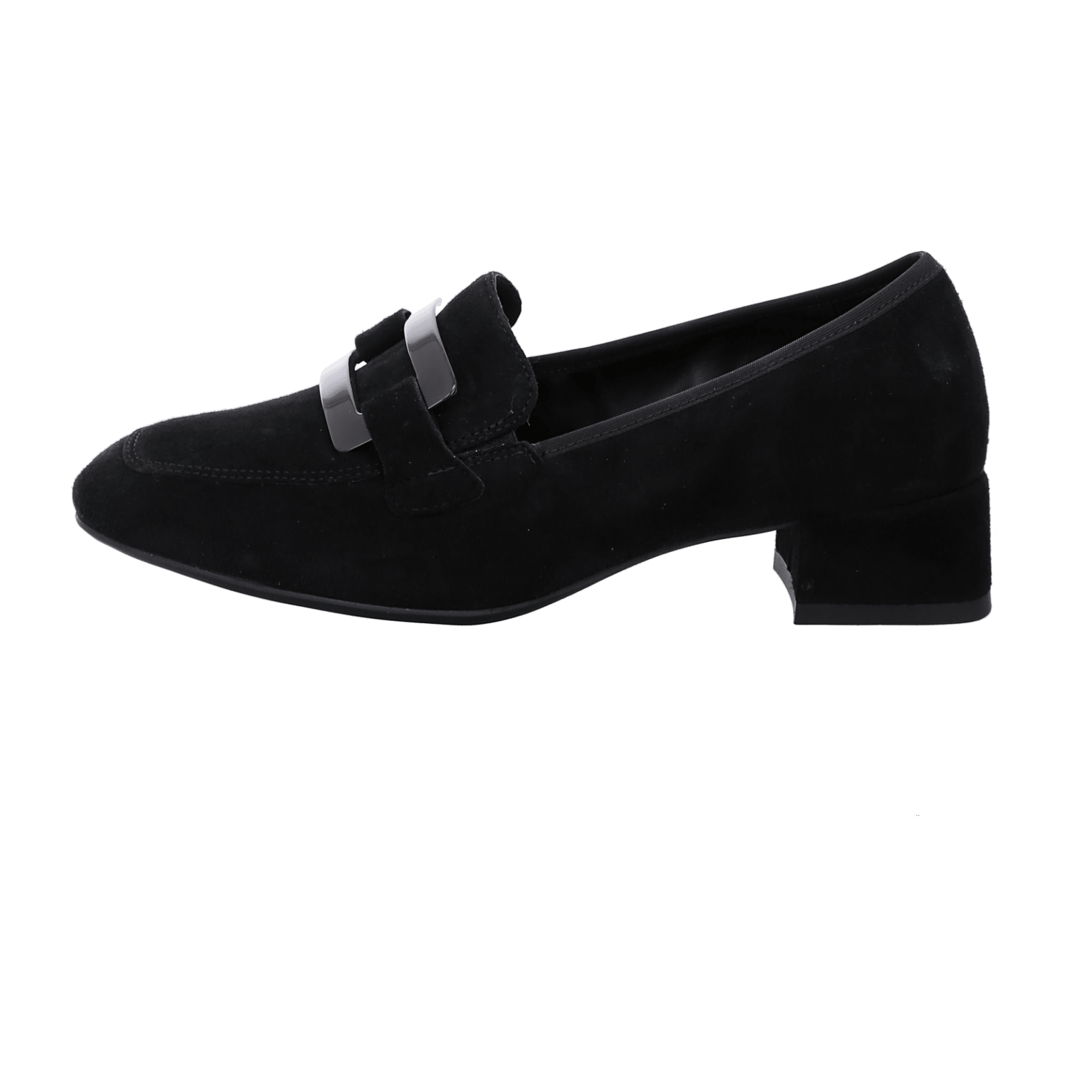 ARA GRAZ Women's Velour Leather Pumps Black Square Toe Slip-On - Bartel-Shop