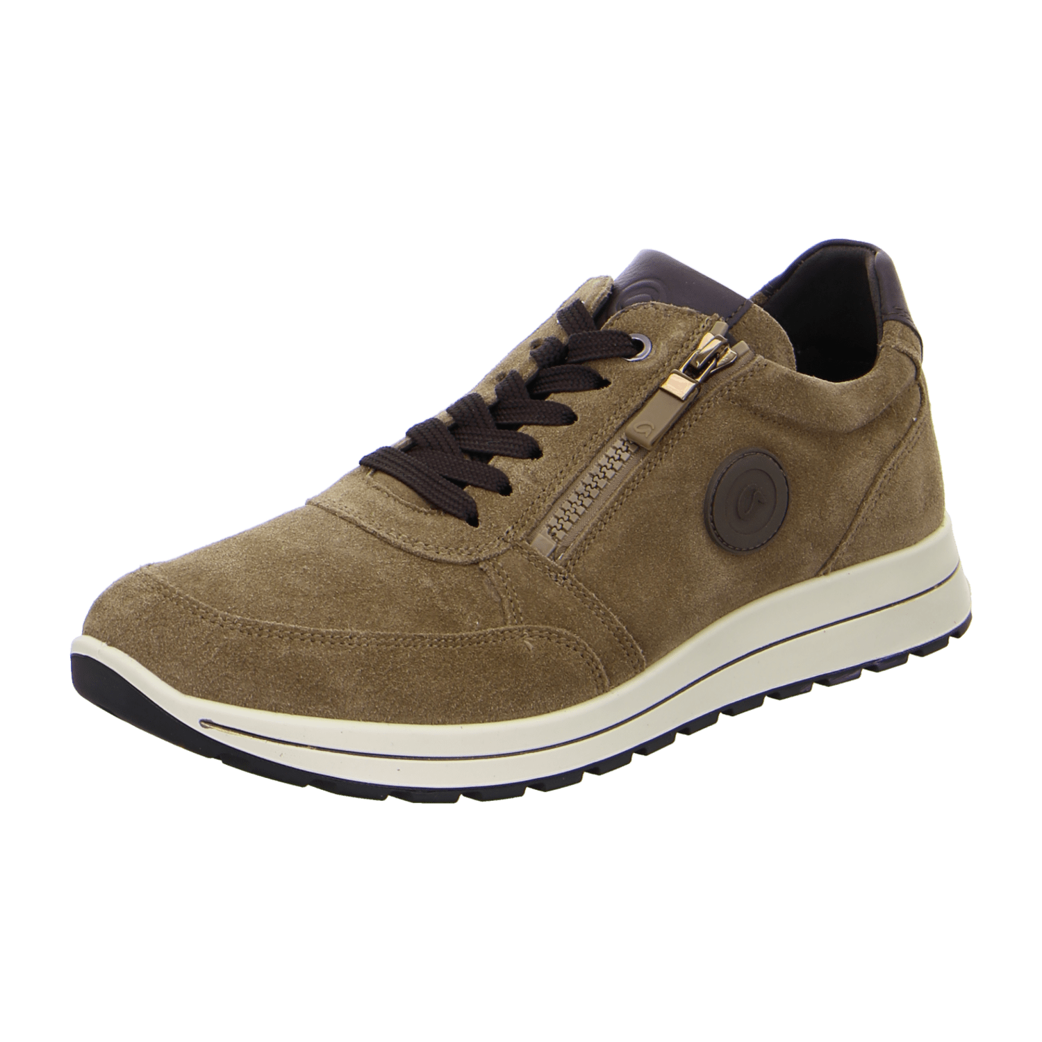 ARA MATTEO Men's Velour Leather Sneakers in Beige with Lace-Up Closure