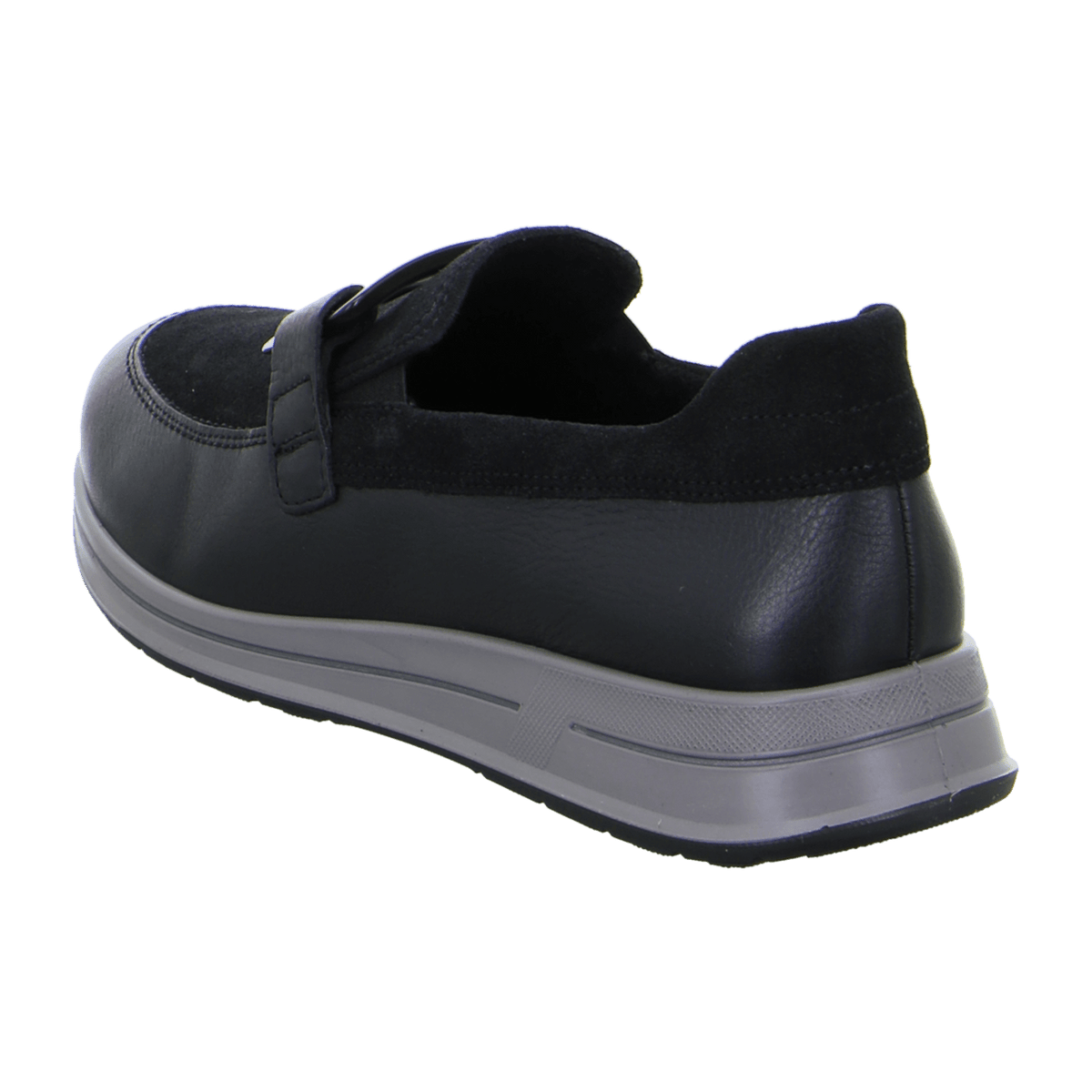 ARA OSAKA Women's Leather Slip-On Moccasins with Lacing and Round Toe in Black