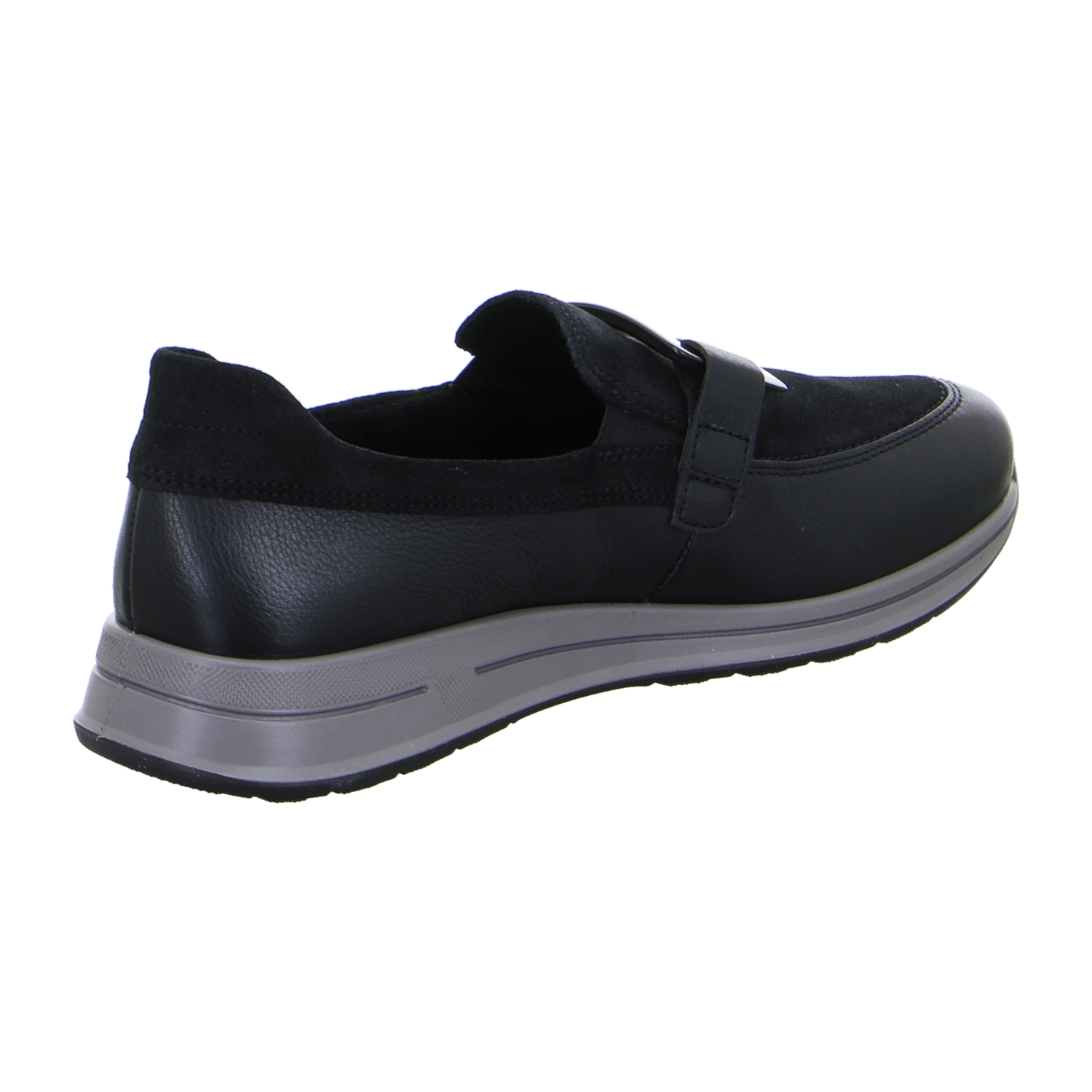 ARA OSAKA Women's Leather Slip-On Moccasins with Lacing and Round Toe in Black