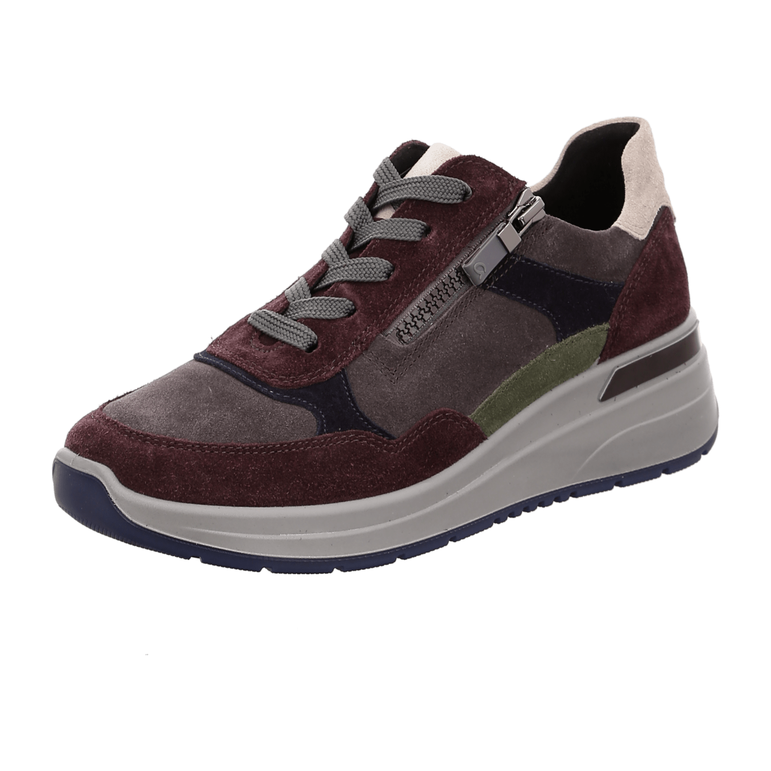 ARA GARDA Women's Suede Sneakers in Red with Lace-Up Closure and Round Toe
