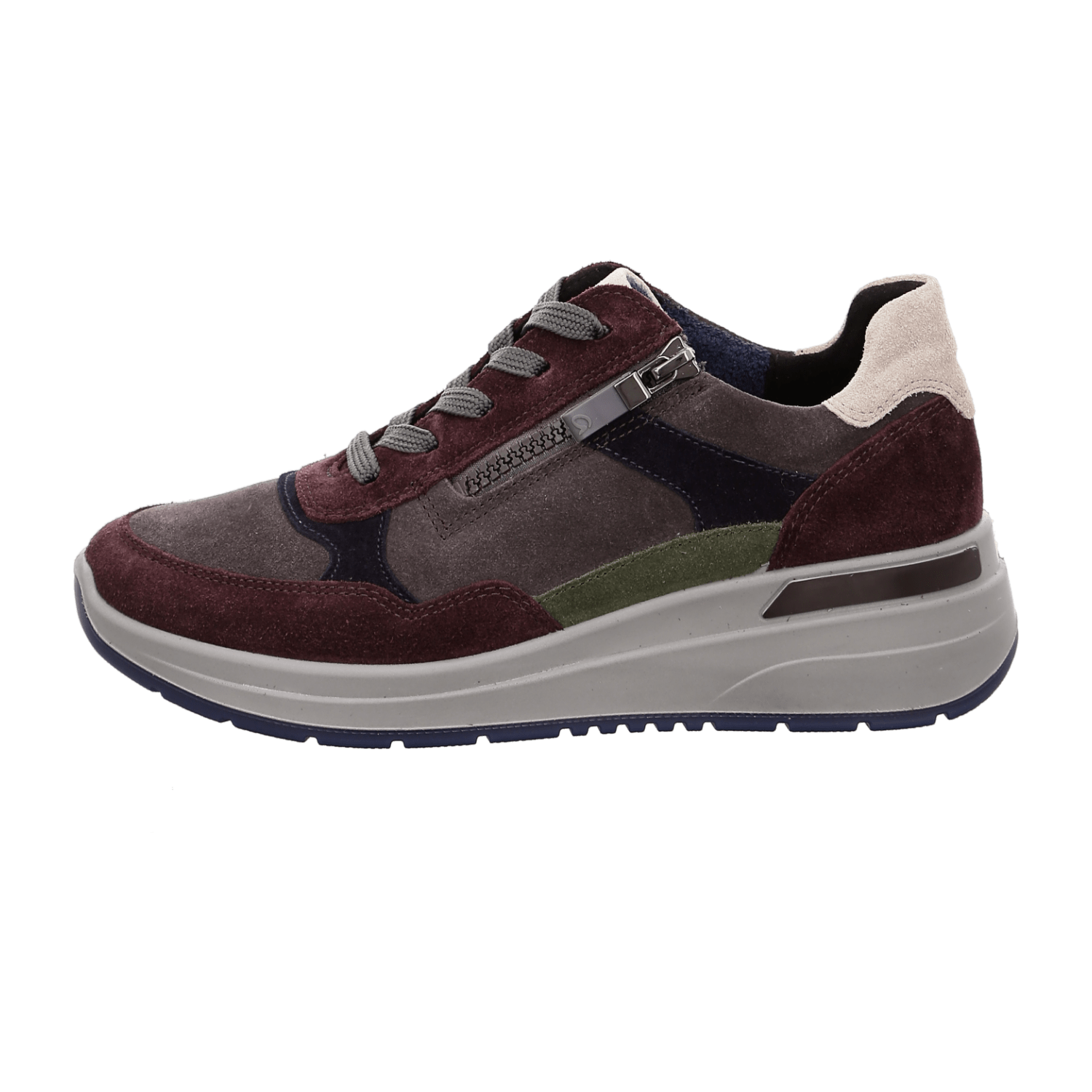ARA GARDA Women's Suede Sneakers in Red with Lace-Up Closure and Round Toe