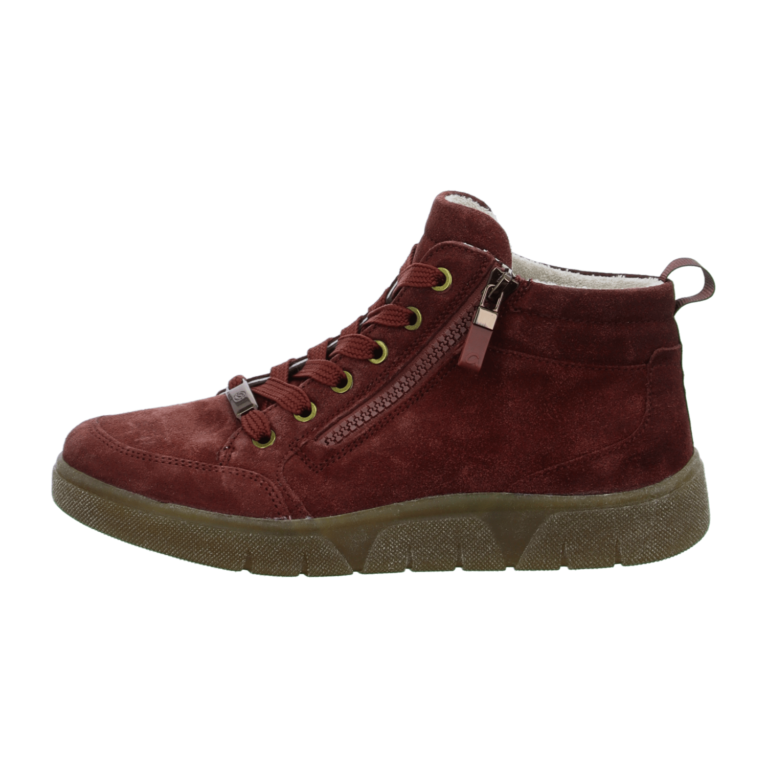ARA ROM Women's Velour Leather Sneakers Brown Round Toe Lace-Up Shoes with Rubber Sole