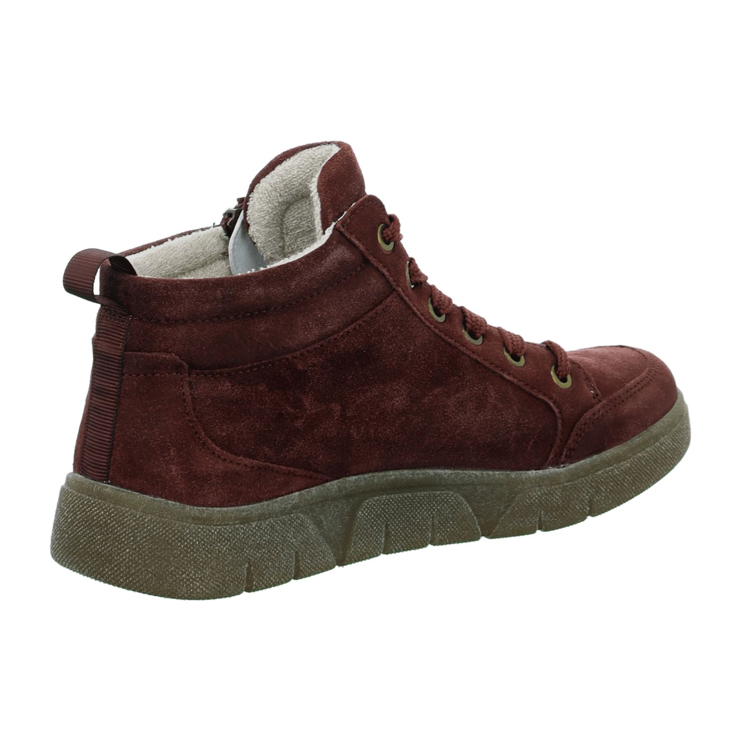 ARA ROM Women's Velour Leather Sneakers Brown Round Toe Lace-Up Shoes with Rubber Sole
