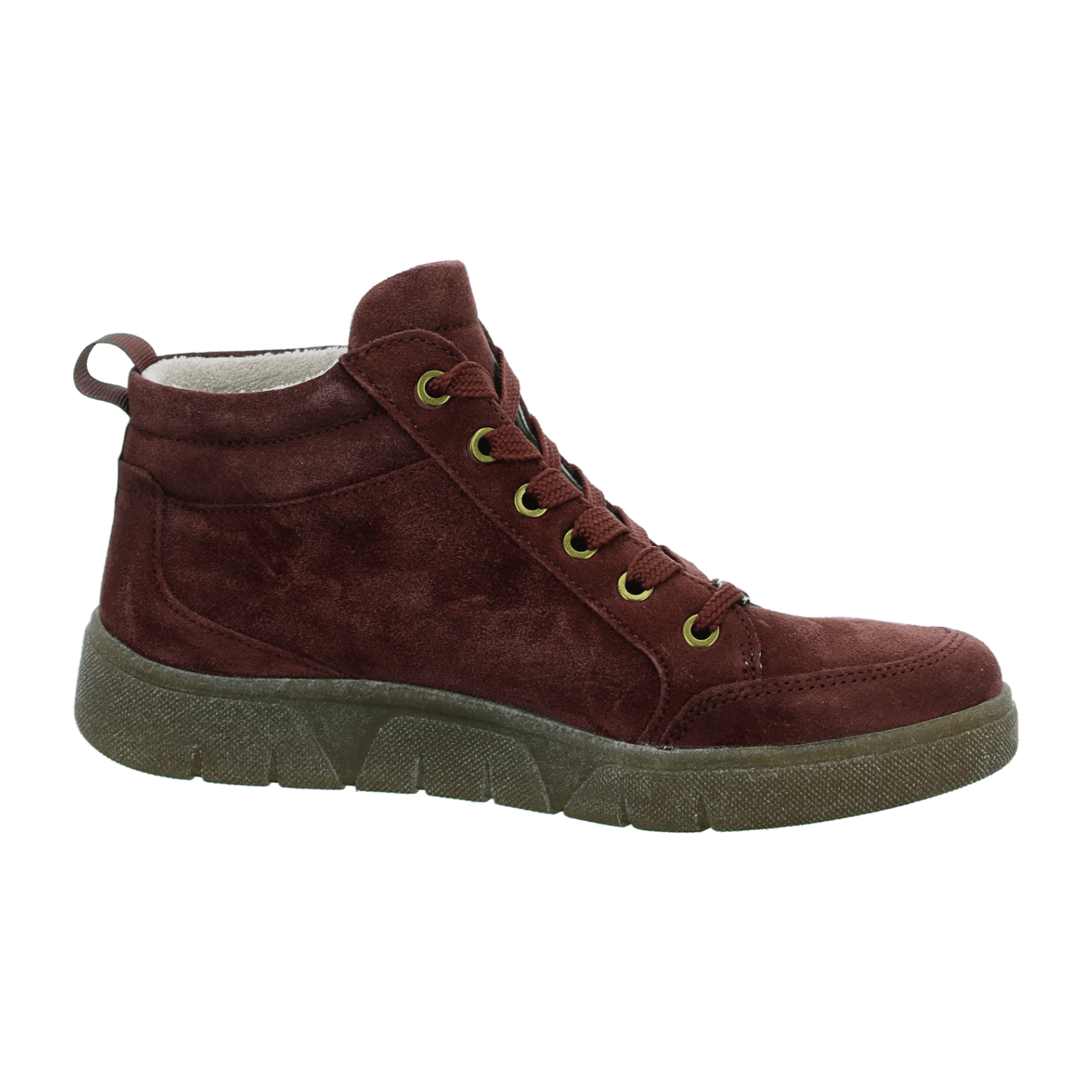 ARA ROM Women's Velour Leather Sneakers Brown Round Toe Lace-Up Shoes with Rubber Sole