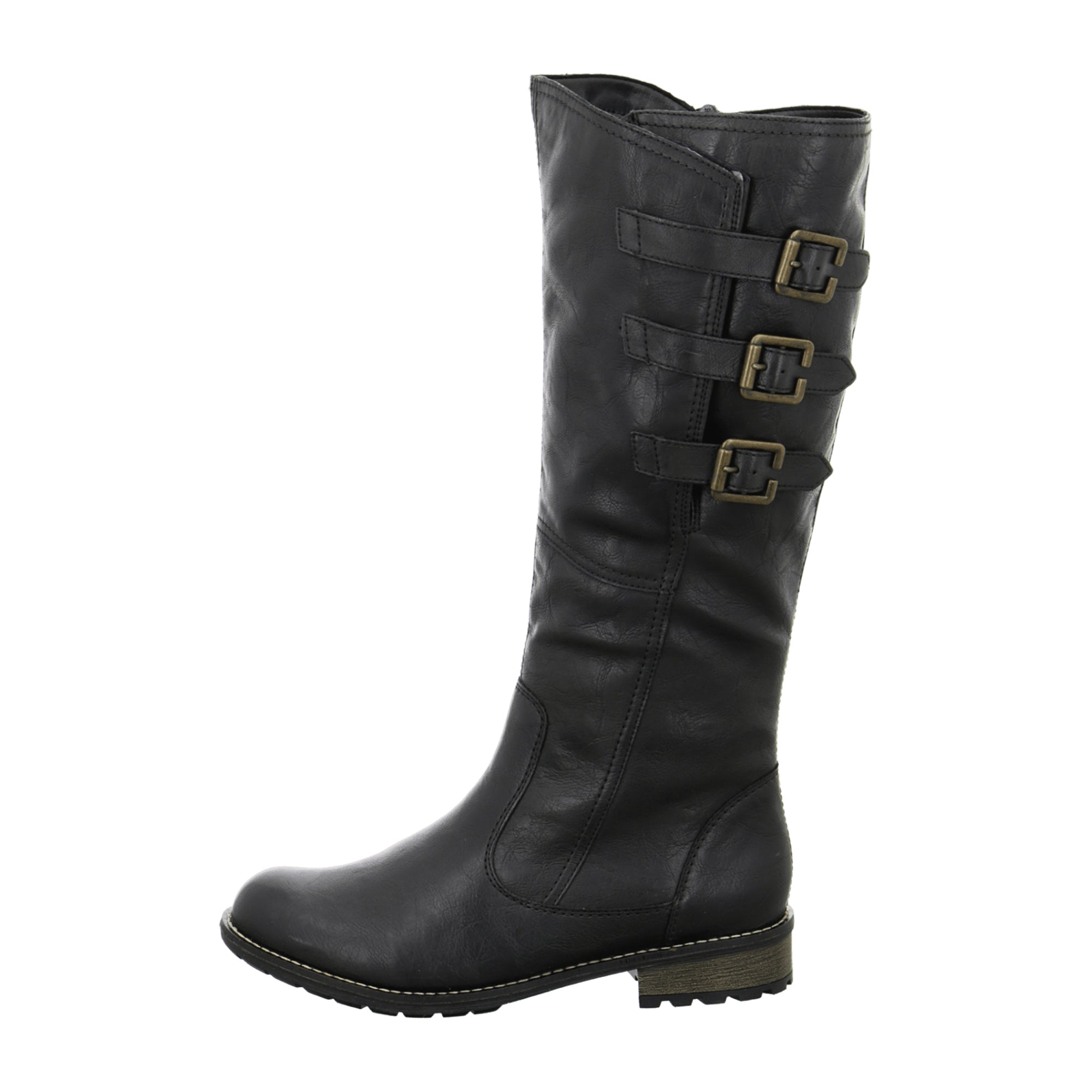 Remonte Women's Black Winter Boots with Lambswool Lining and Adjustable Shaft