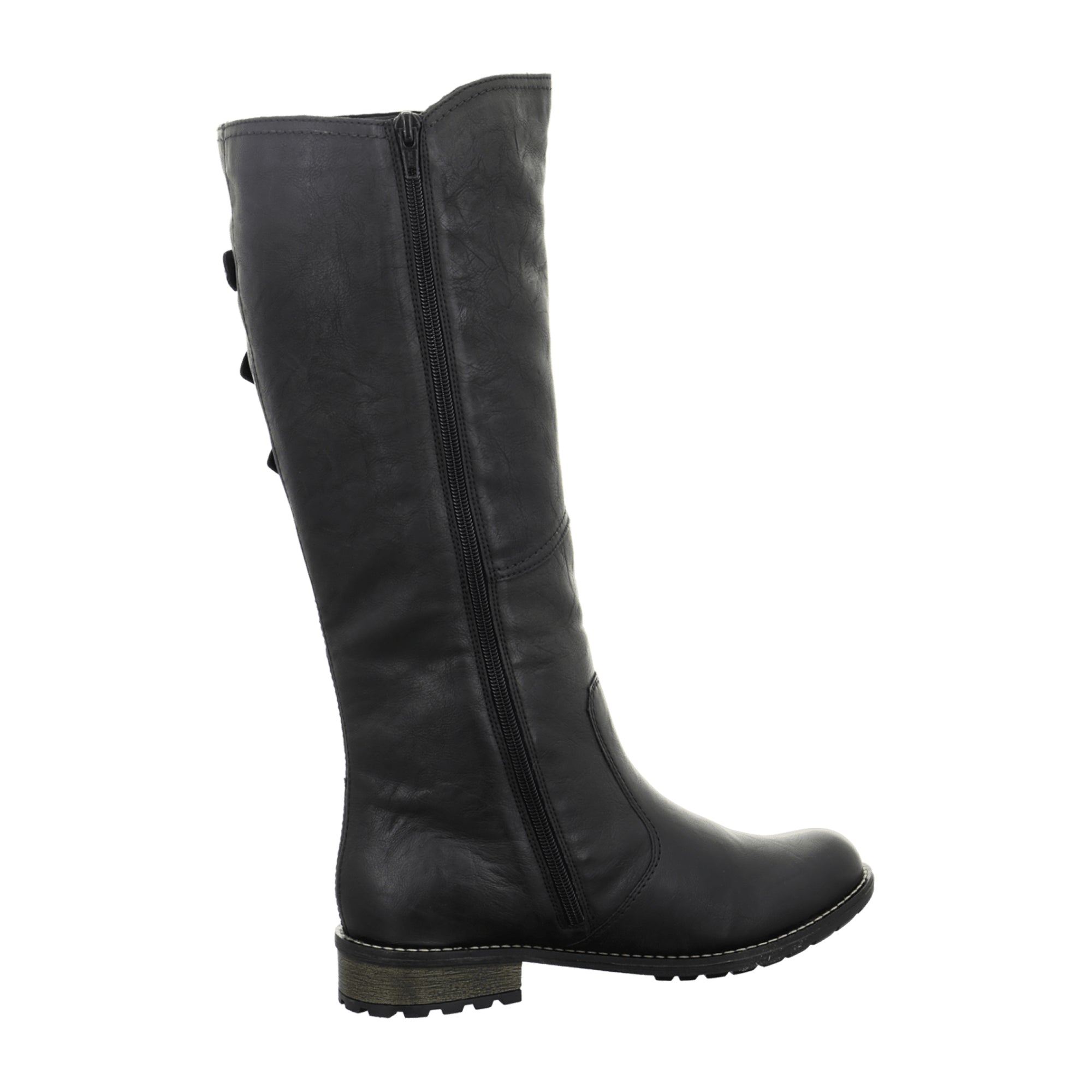 Remonte Women's Black Winter Boots with Lambswool Lining and Adjustable Shaft