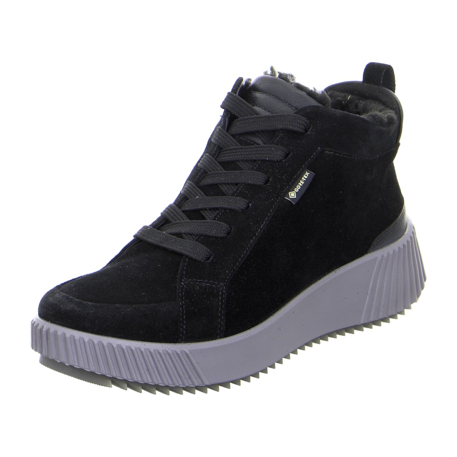 ARA Davos Women's Ankle Boots Sneakers in Black Suede Leather with Lace-Up Closure