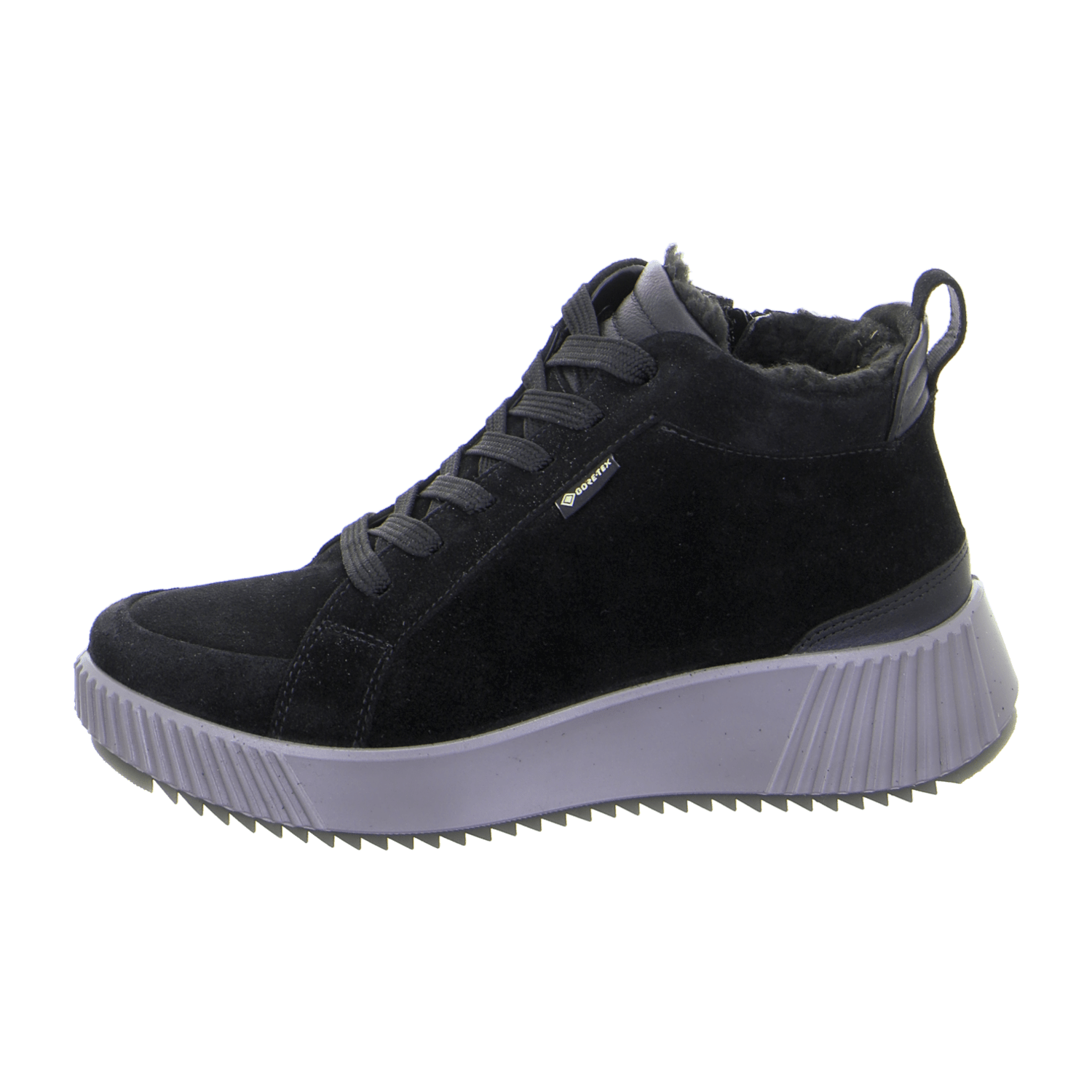 ARA Davos Women's Ankle Boots Sneakers in Black Suede Leather with Lace-Up Closure