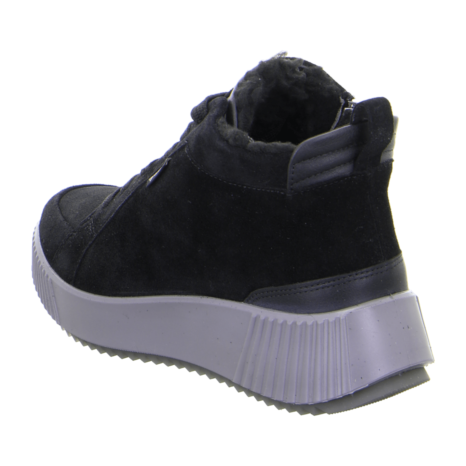 ARA Davos Women's Ankle Boots Sneakers in Black Suede Leather with Lace-Up Closure