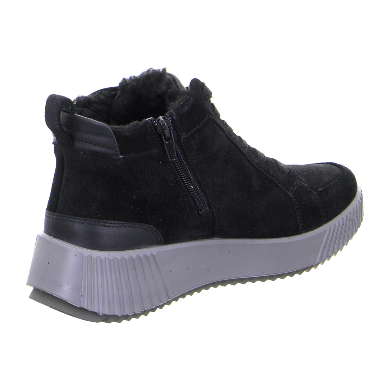 ARA Davos Women's Ankle Boots Sneakers in Black Suede Leather with Lace-Up Closure