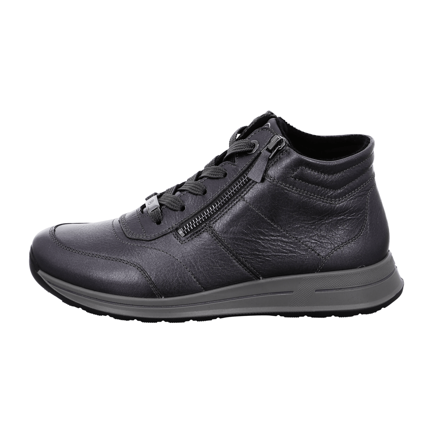 ARA OSAKA Women's Sneakers in Silver Smooth Leather with Lace-Up Closure and Round Toe