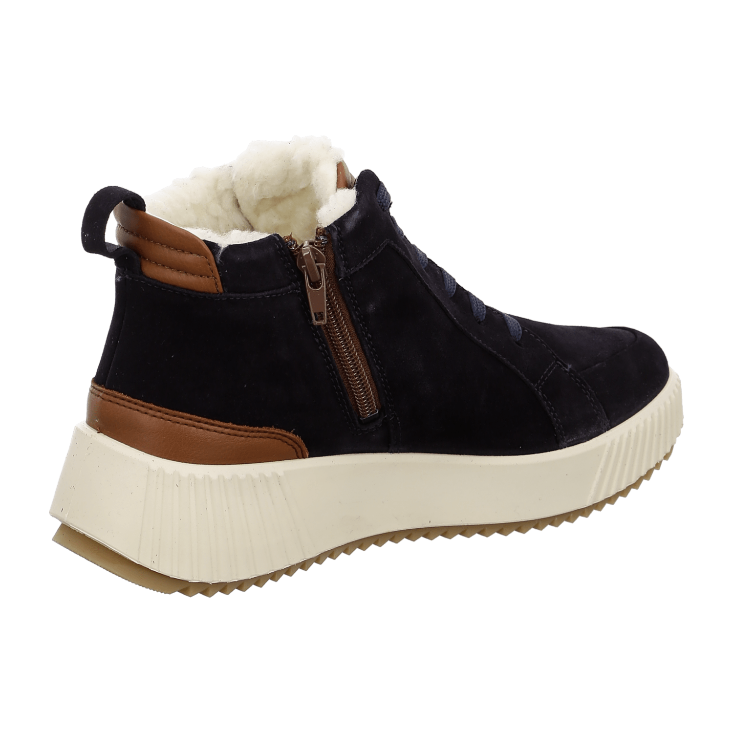 ARA Davos Women's Velour Leather Sneaker Boots in Blue with Lace-Up Closure - Bartel-Shop