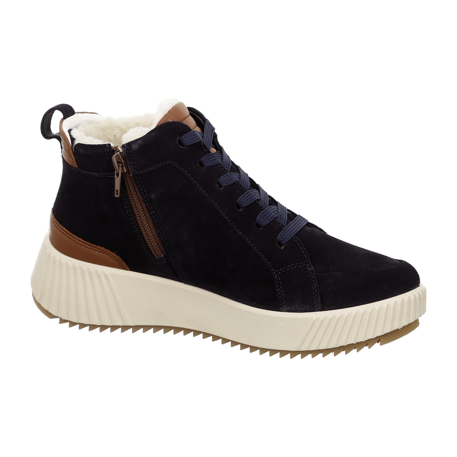 ARA Davos Women's Velour Leather Sneaker Boots in Blue with Lace-Up Closure - Bartel-Shop