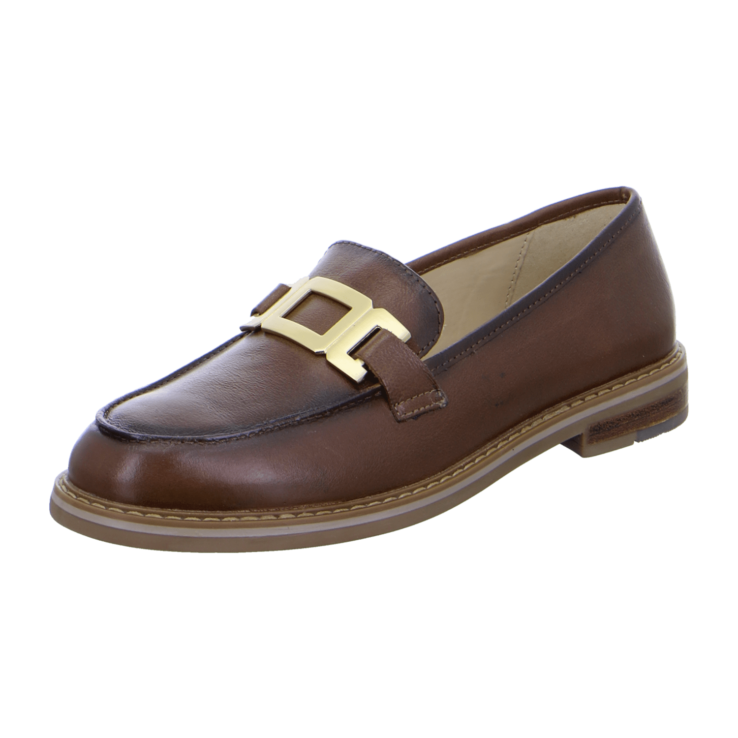 ARA Kent Women's Leather Slip-On Loafers in Brown with Leather Lining and Rubber Sole, Pull-On Design - Bartel-Shop