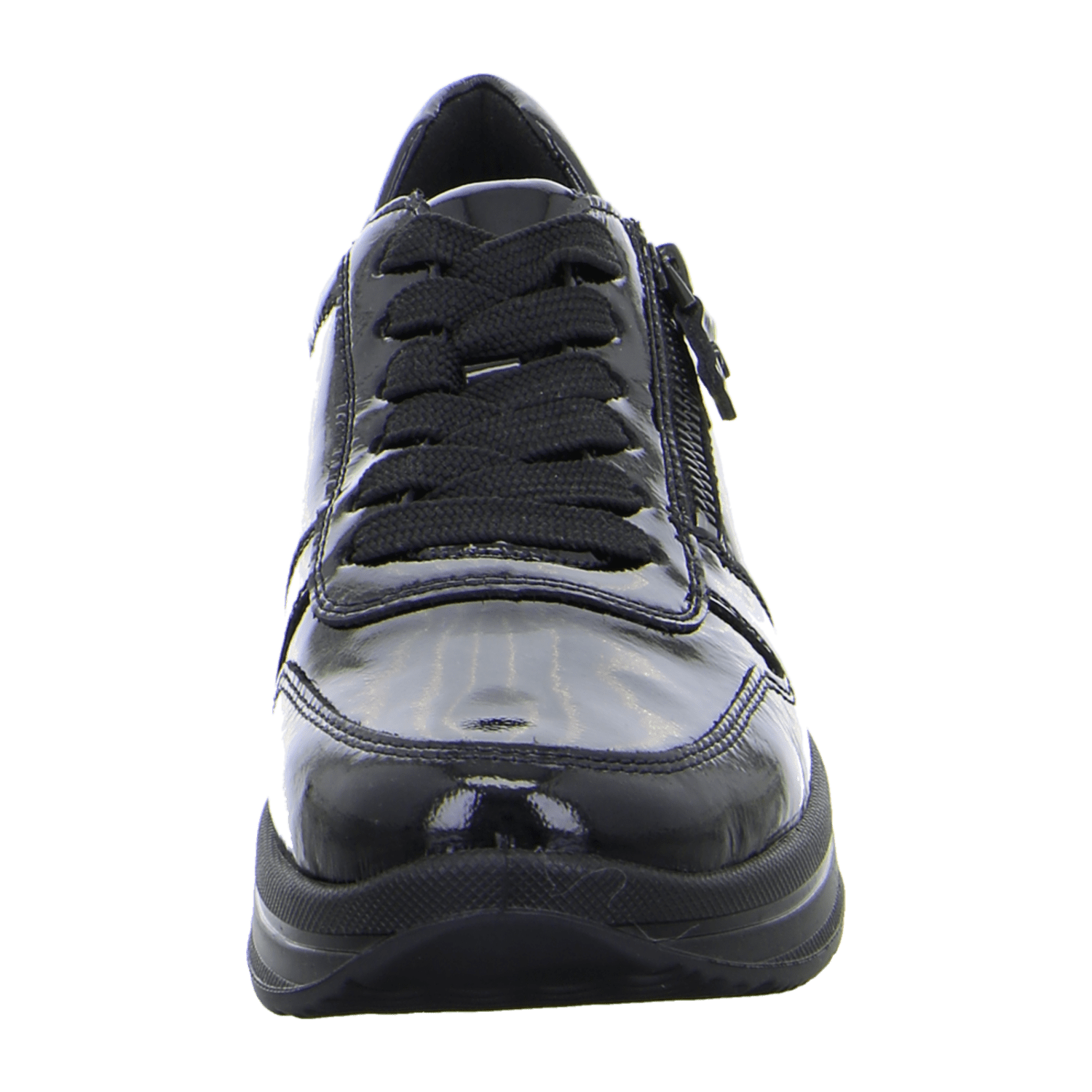 ARA Women's Sapporo Sneakers in Black Patent Leather with Lace-Up Closure and Round Toe - Bartel-Shop