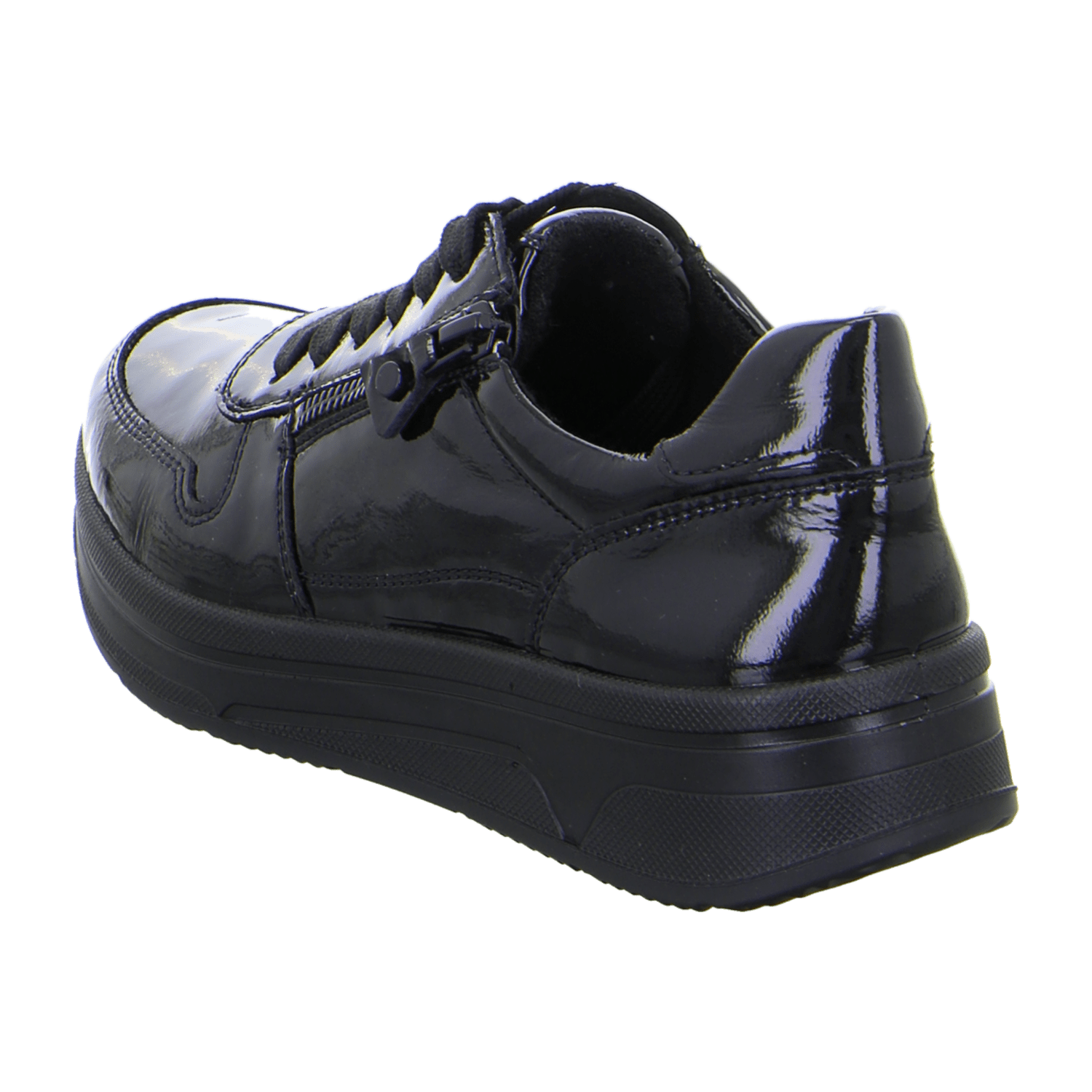 ARA Women's Sapporo Sneakers in Black Patent Leather with Lace-Up Closure and Round Toe - Bartel-Shop
