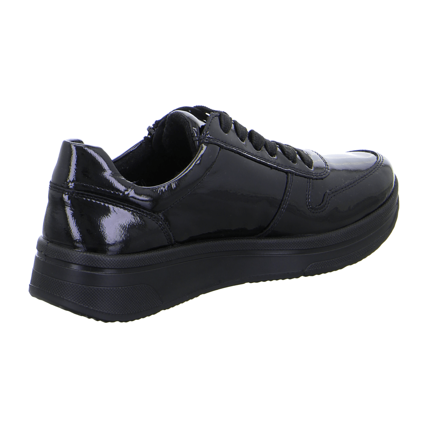 ARA Women's Sapporo Sneakers in Black Patent Leather with Lace-Up Closure and Round Toe - Bartel-Shop