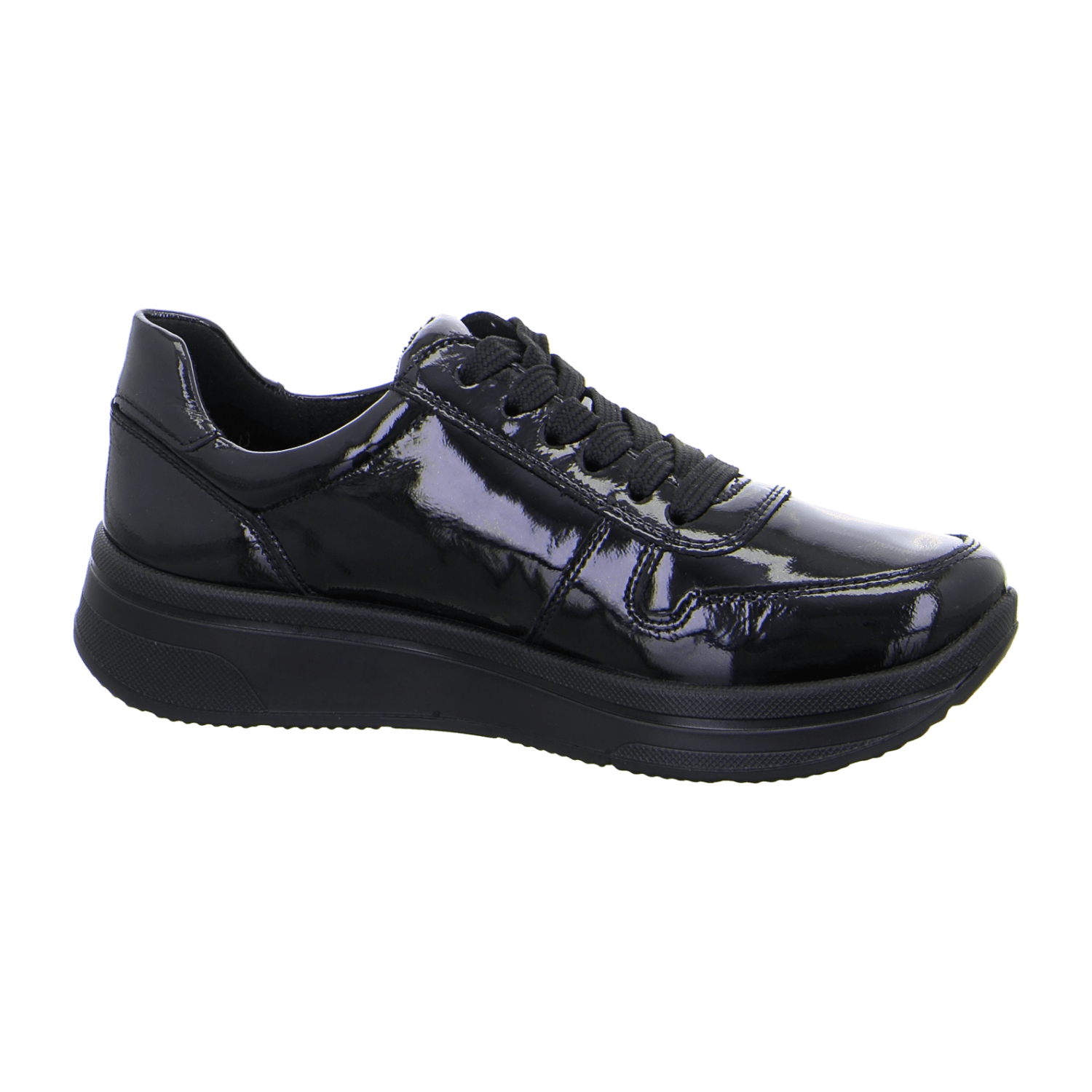 ARA Women's Sapporo Sneakers in Black Patent Leather with Lace-Up Closure and Round Toe - Bartel-Shop