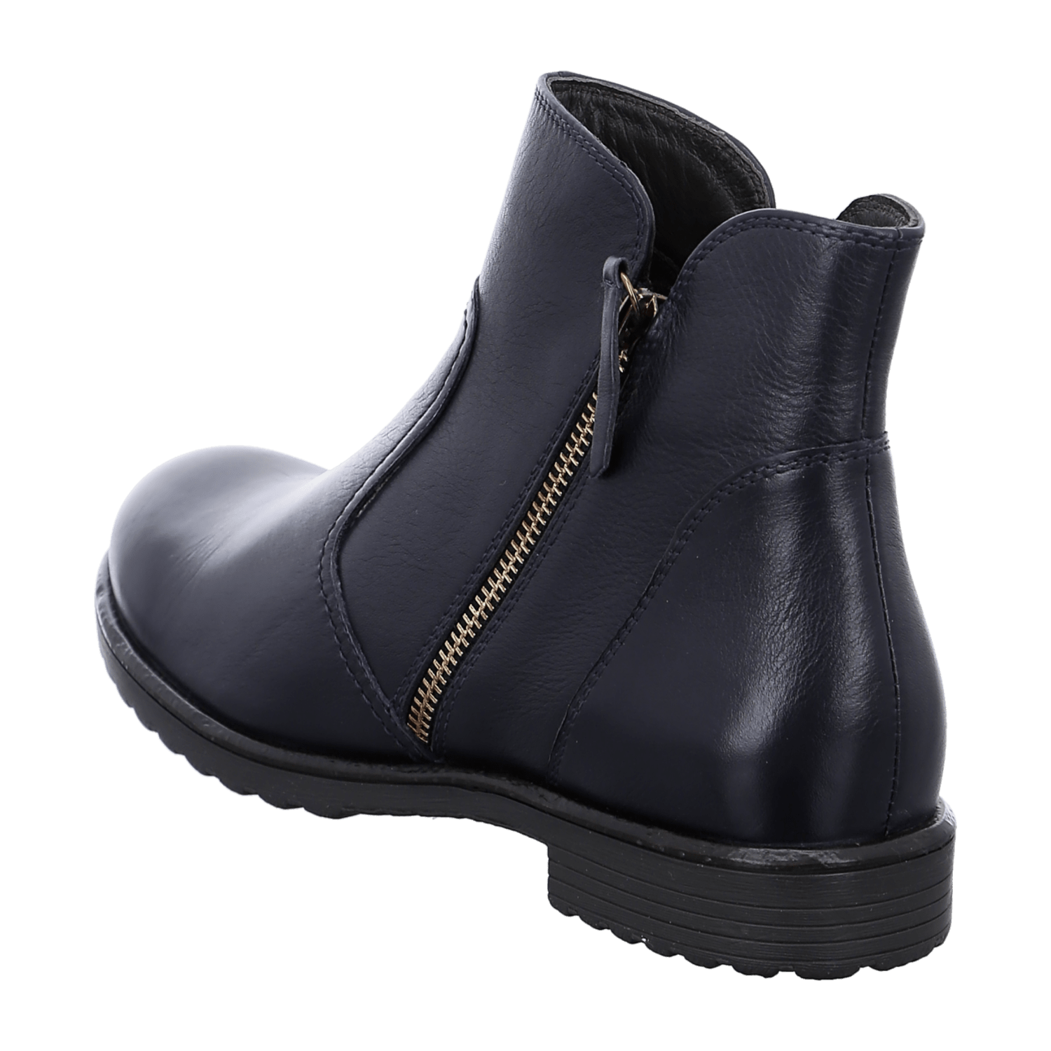 ARA Women's Blue Smooth Leather Ankle Boots with Fur Lining and Round Toe