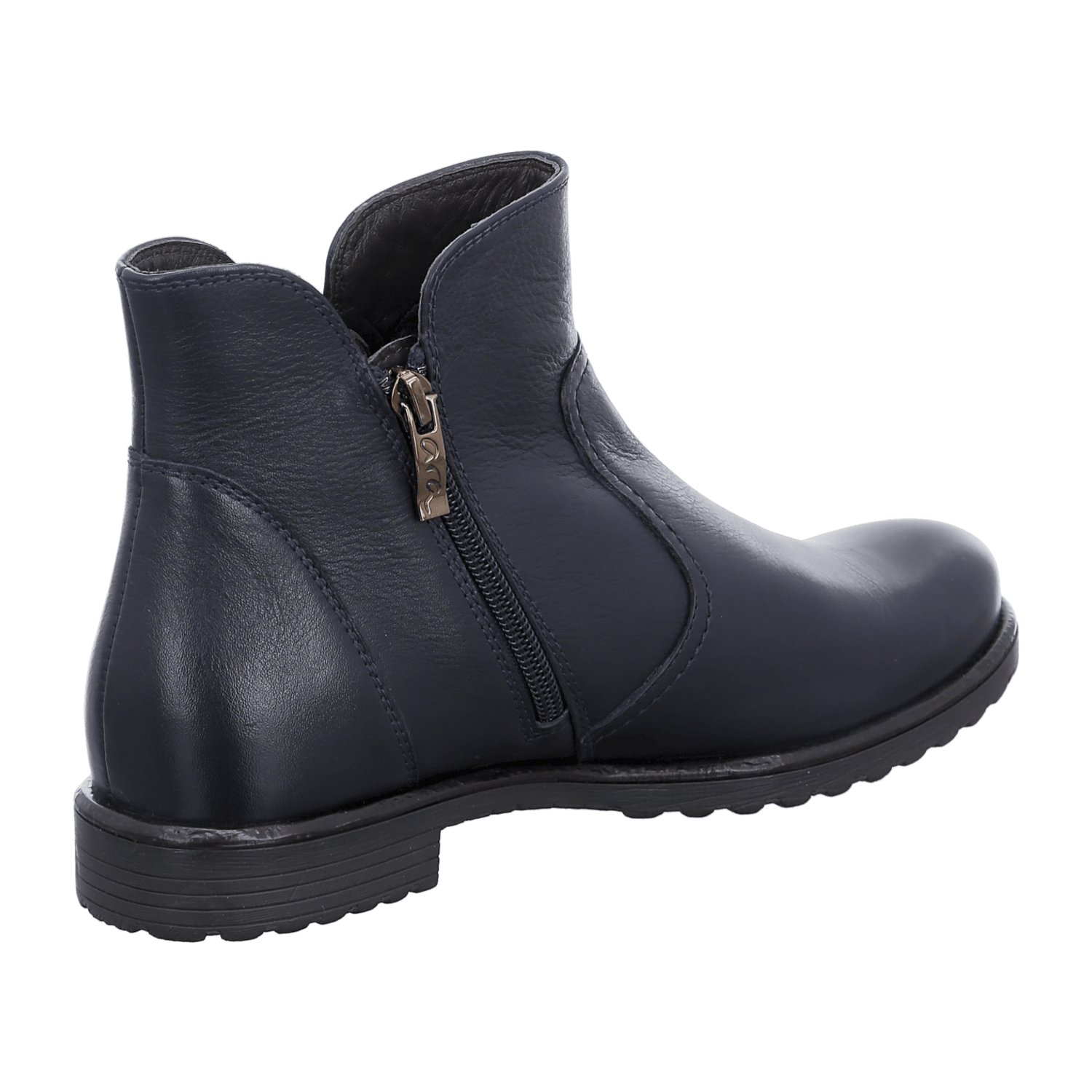 ARA Women's Blue Smooth Leather Ankle Boots with Fur Lining and Round Toe