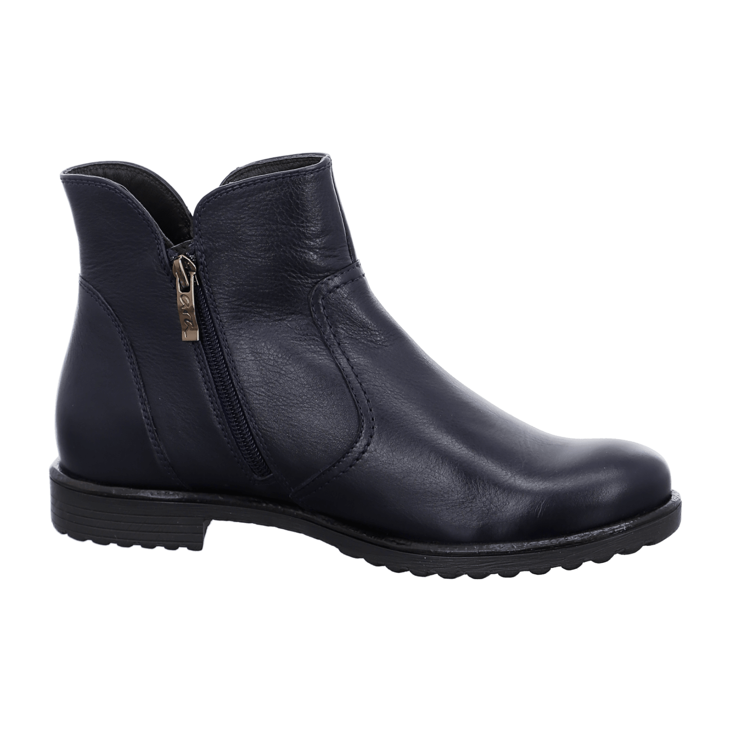 ARA Women's Blue Smooth Leather Ankle Boots with Fur Lining and Round Toe