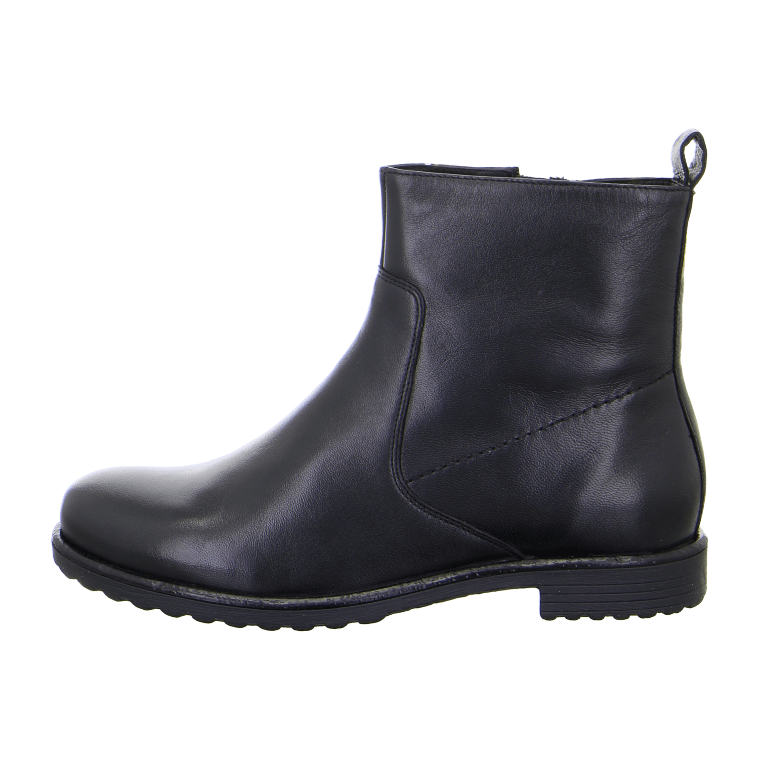 ARA Women's Boots in Black Smooth Leather Classic Pull-On Boot with Round Toe