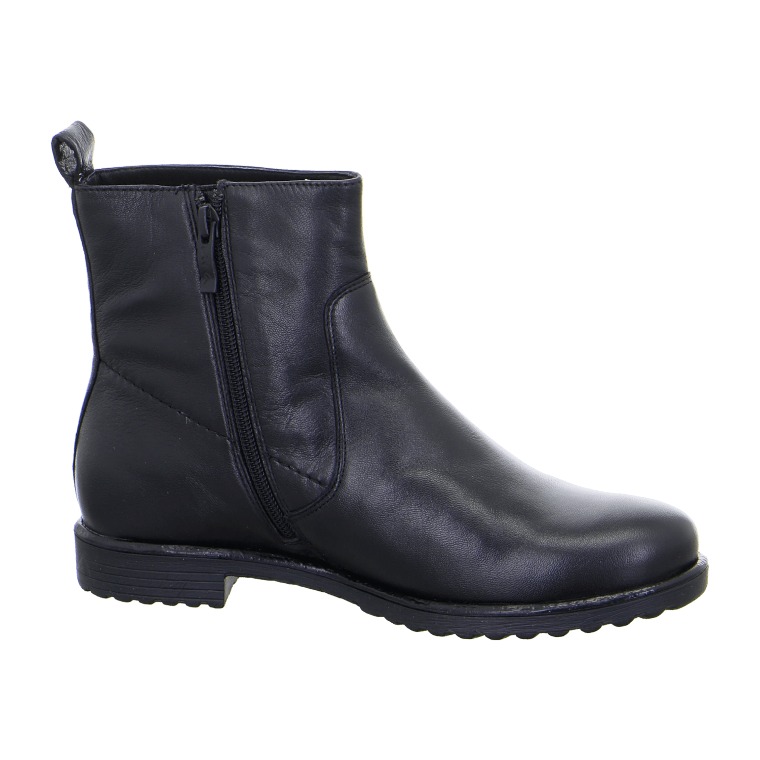 ARA Women's Boots in Black Smooth Leather Classic Pull-On Boot with Round Toe