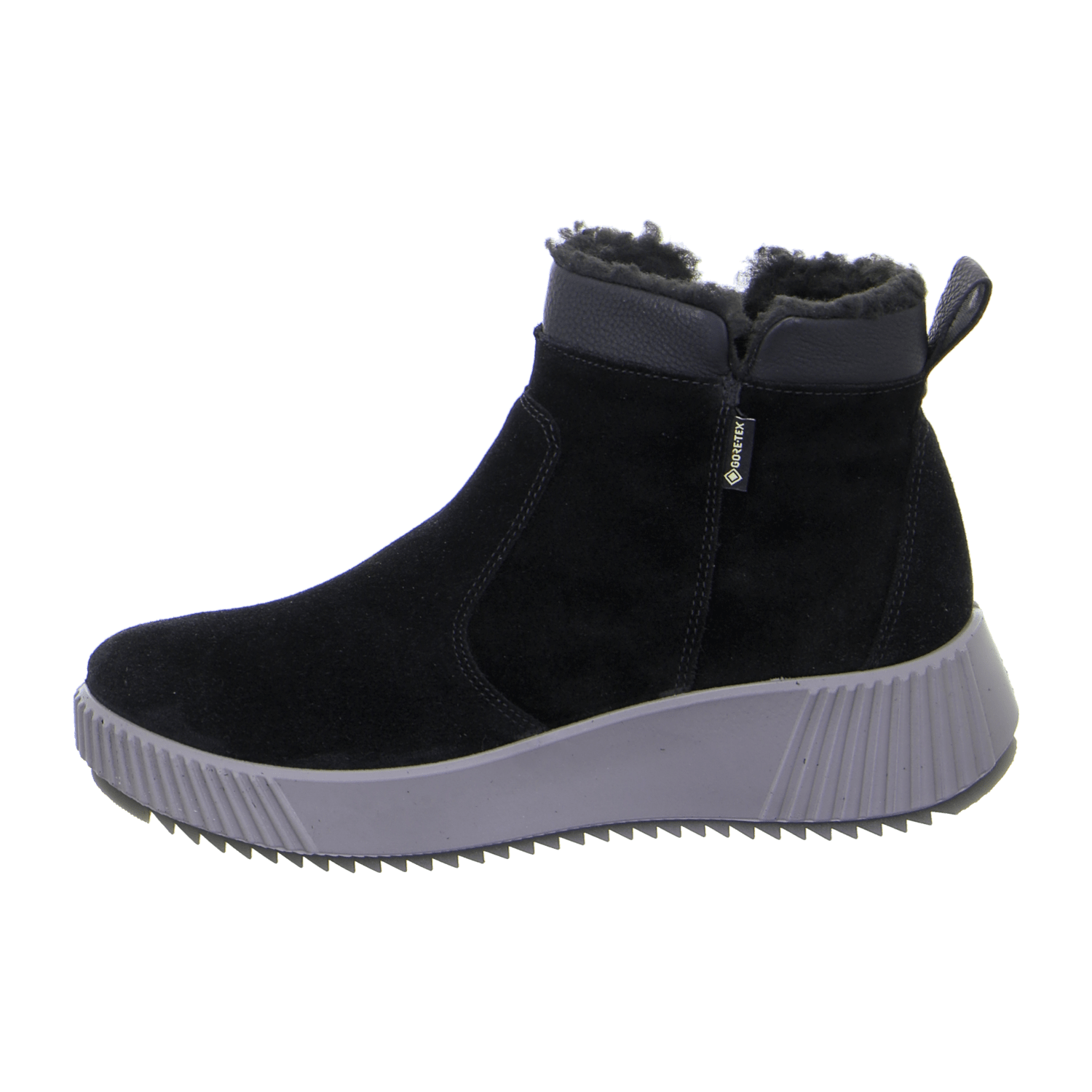 ARA DAVOS Women's Sporty Ankle Boot in Black Velour Leather with Zipper and Round Toe - Bartel-Shop