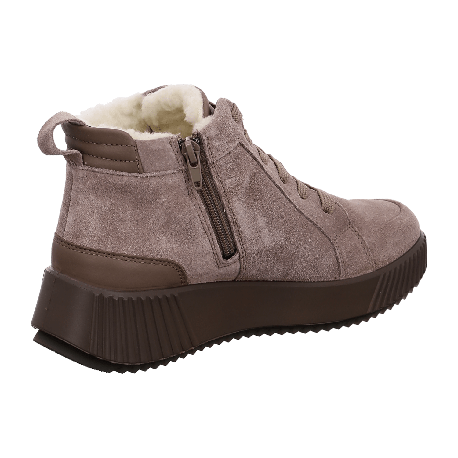 Ara DAVOS Sporty Textured Warm Ankle Boots for Women, Sneaker Style, Waterproof Velour Leather, Lace-Up, Grey - Bartel-Shop
