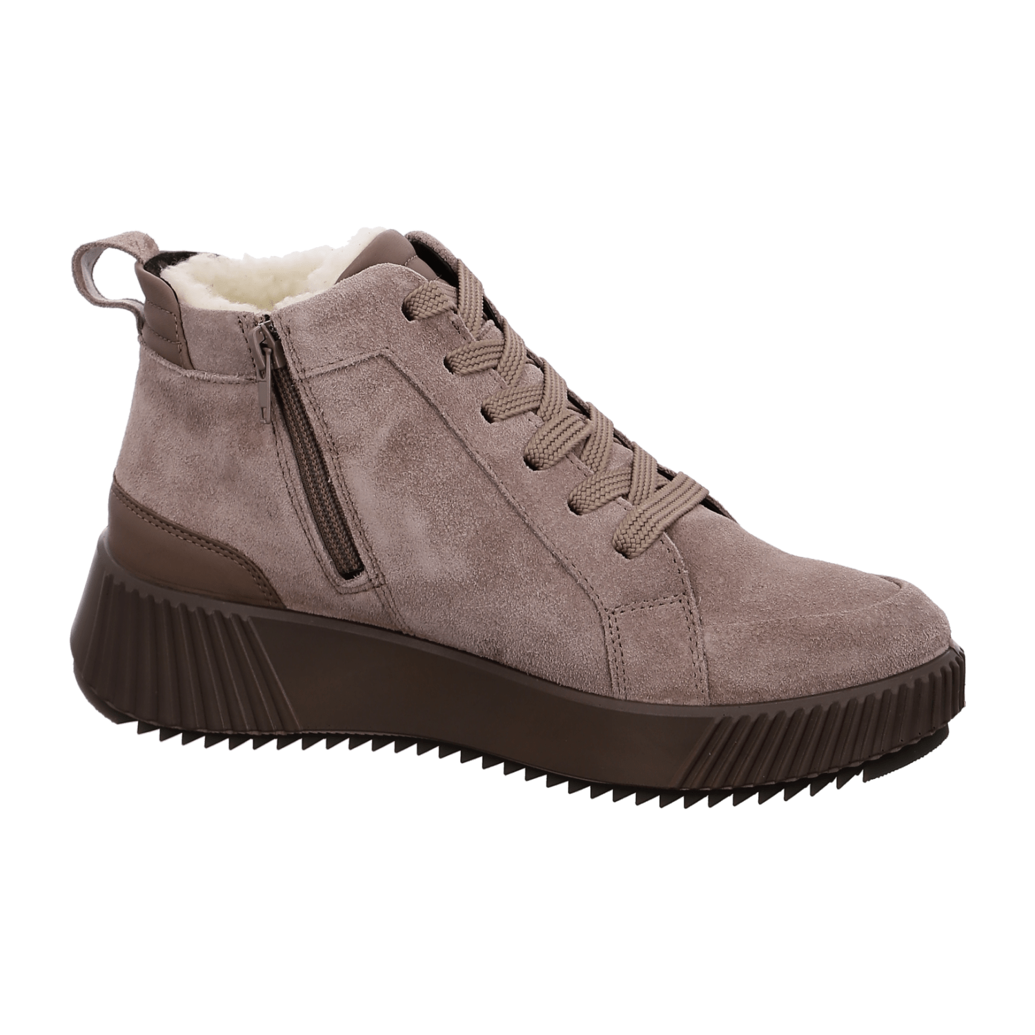 Ara DAVOS Sporty Textured Warm Ankle Boots for Women, Sneaker Style, Waterproof Velour Leather, Lace-Up, Grey - Bartel-Shop