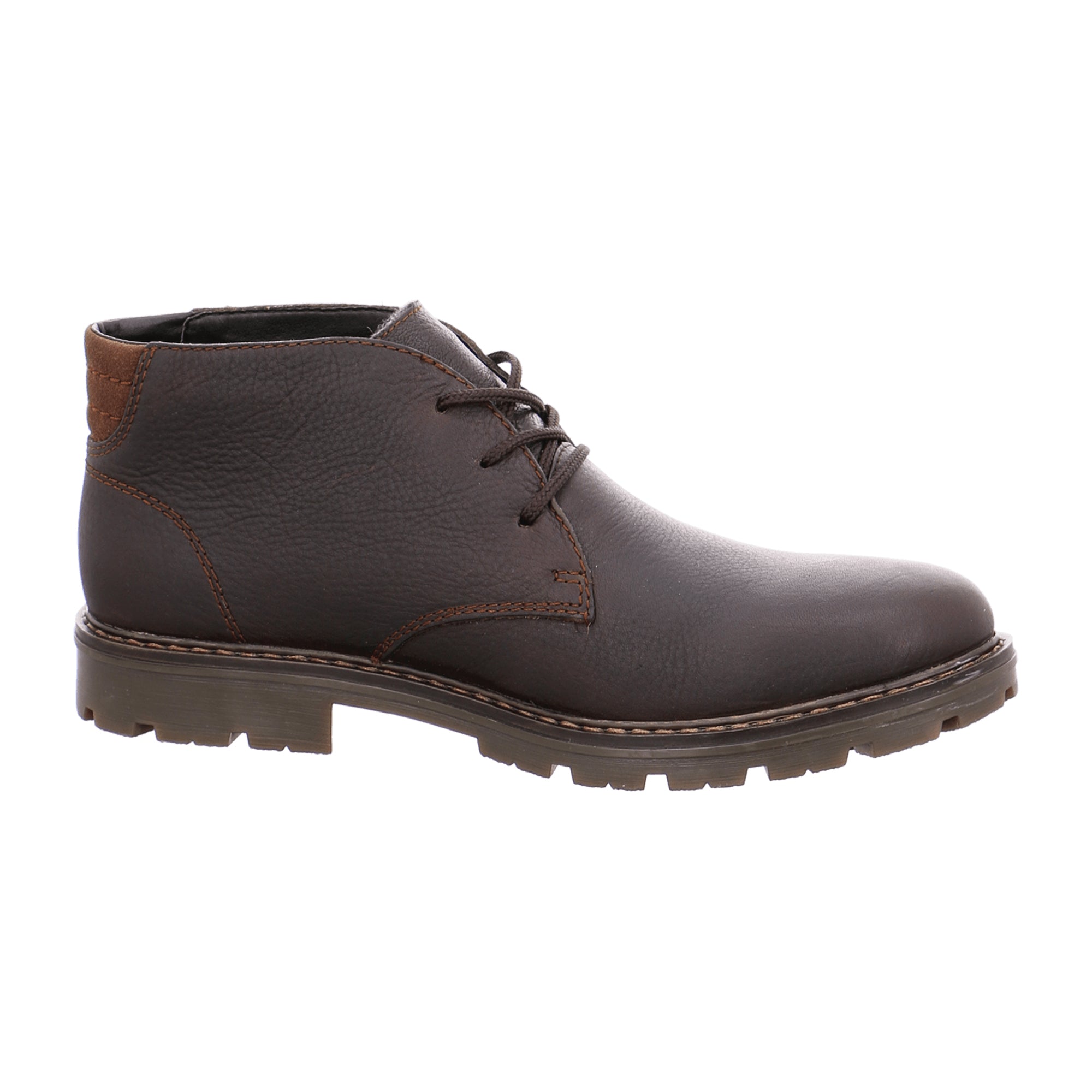Rieker Men's Brown Leather Boots with Warm Lining and Comfortable Sole
