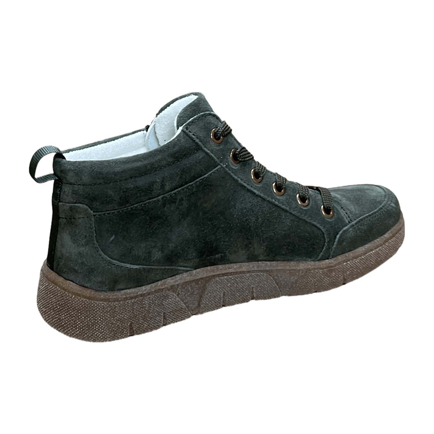 ARA ROM Women's Velour Leather Sneakers with Lace-Up Closure in Green