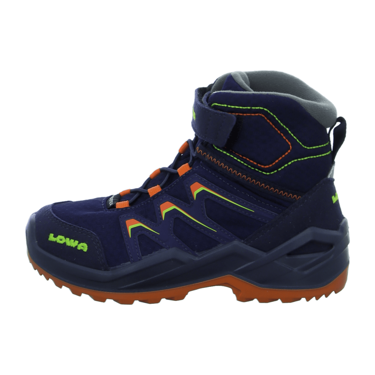 LOWA Maddox Warm GTX Mid JR Kids Winter Boots Navy Orange Waterproof