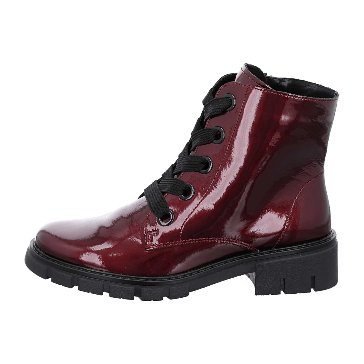 ARA DOVER Women's Ankle Boots in Red Patent Leather with Zipper Classic Style